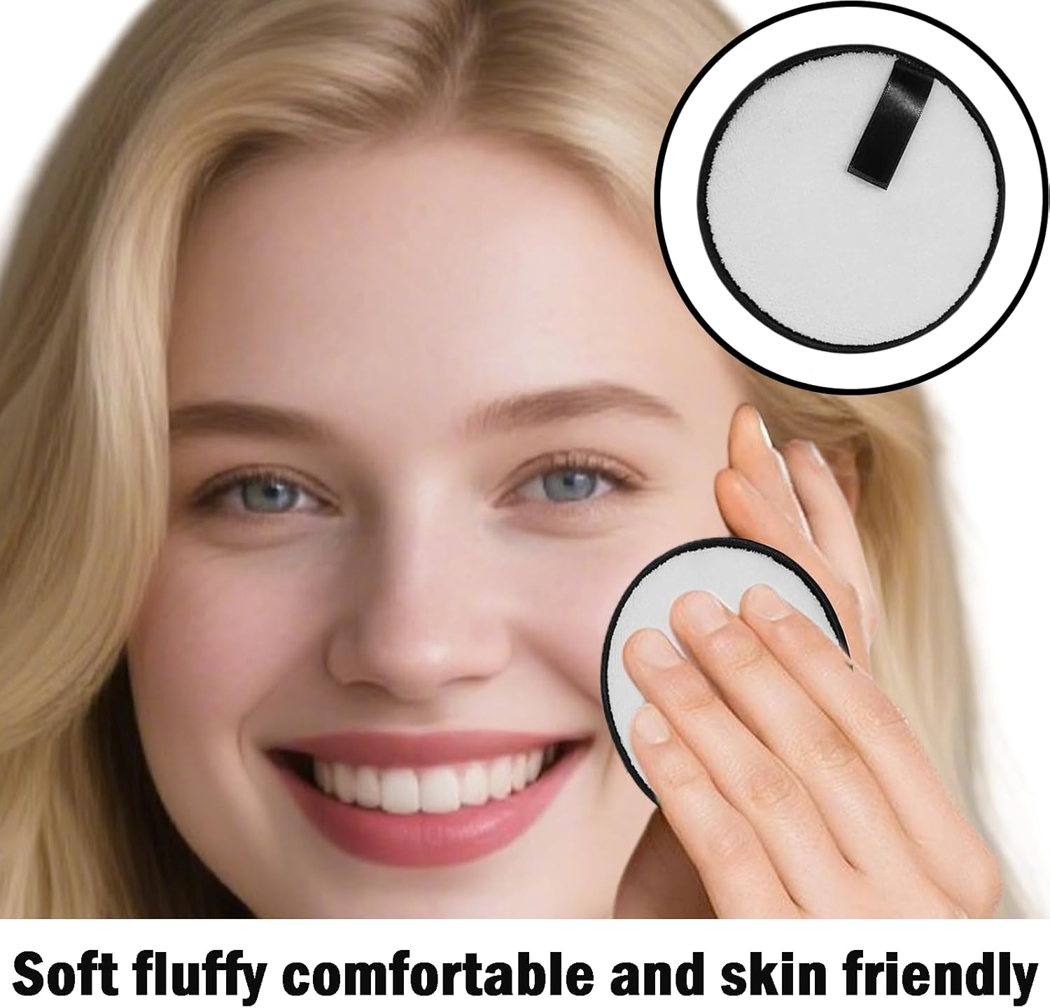 Rylaxzon Reusable Makeup Remover Pads, Face Halo Microfiber Cotton Rounds, Eco-Friendly, Gentle & Effective Face Cloths, Reusable Makeup Remover Pads (6Pcs) image number 2