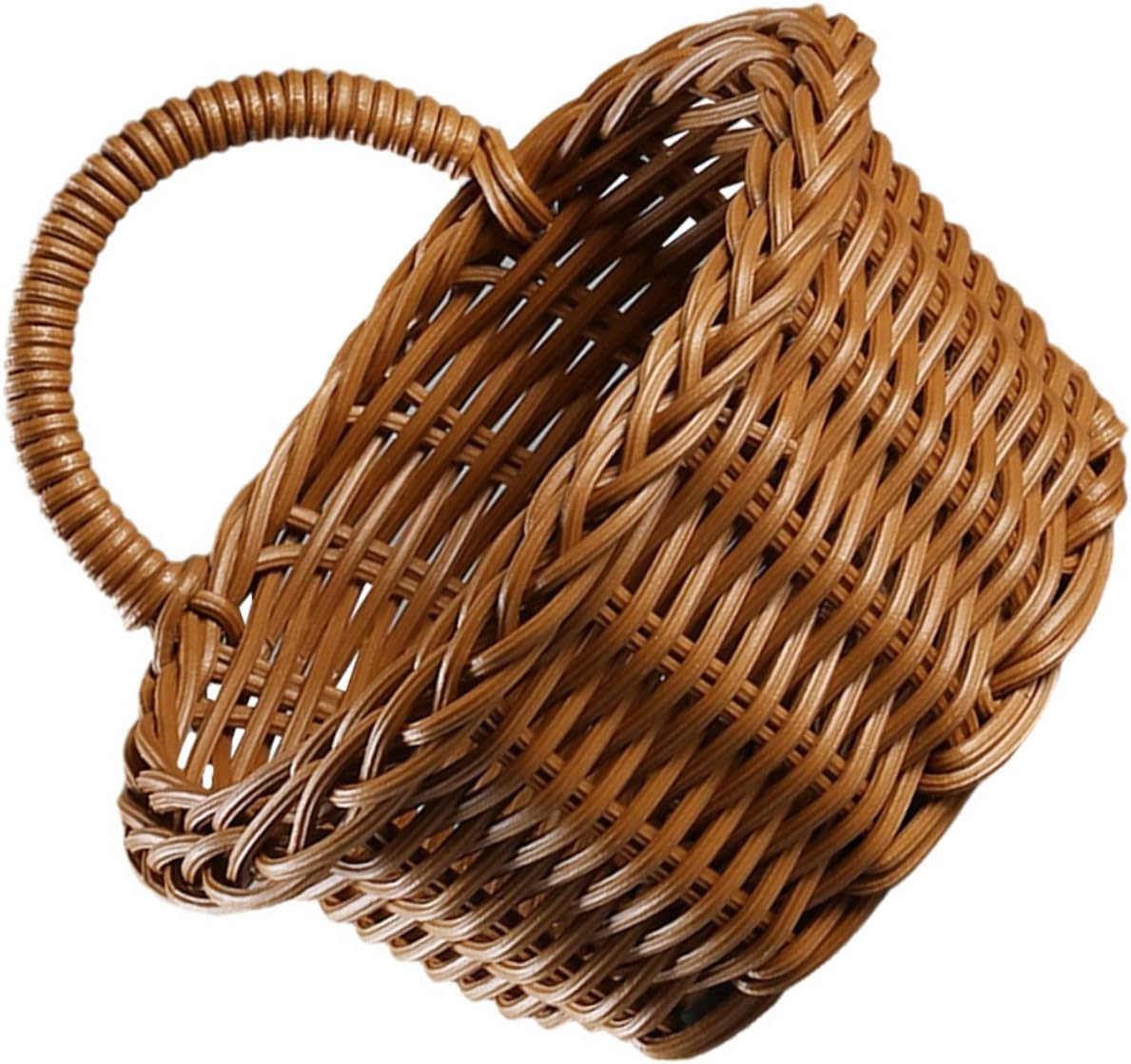 Anneome 2Pcs Decorative Imitation Rattan Wall Hanging Basket Multi-Function Woven Storage Baskets for Kitchen Organizers Sundries Creative Wall Decor Baskets for Onion Ginger Garlic