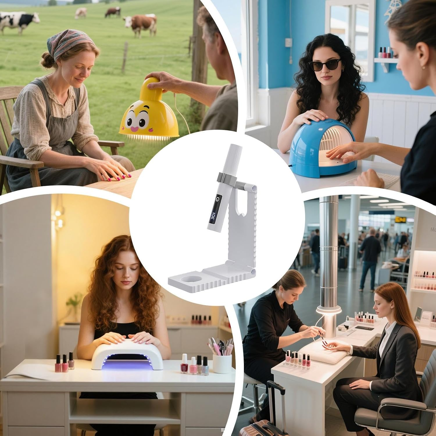 Mini UV Light for Gel Nails | USB Rechargeable Fingernail Lamp | LCD Display Nail Light with 2 Timing Modes for Camping Airplane Road Trip Desk Salon Studio Home Girls - White image number 2