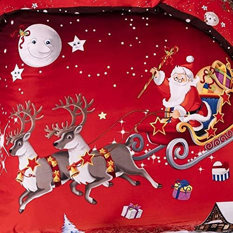 Home Textile 3D Merry Christmas Bedding Set Santa Claus Red Duvet Cover and Pillow Case Set, Size:200X230Cm(Red) Home Textile (Color : Red) image number 4