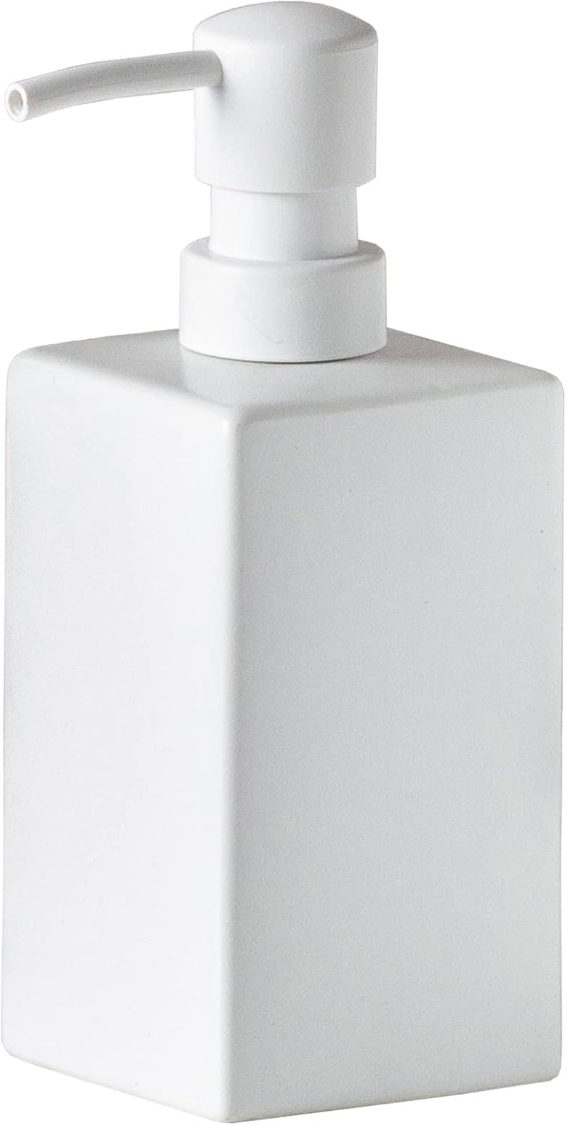 Matte Black Soap Dispenser Ceramic,Square Hand Soap and Lotion Dispenser for Bathroom Countertop,Dish Soap Dispenser for Kitchen-400Ml.