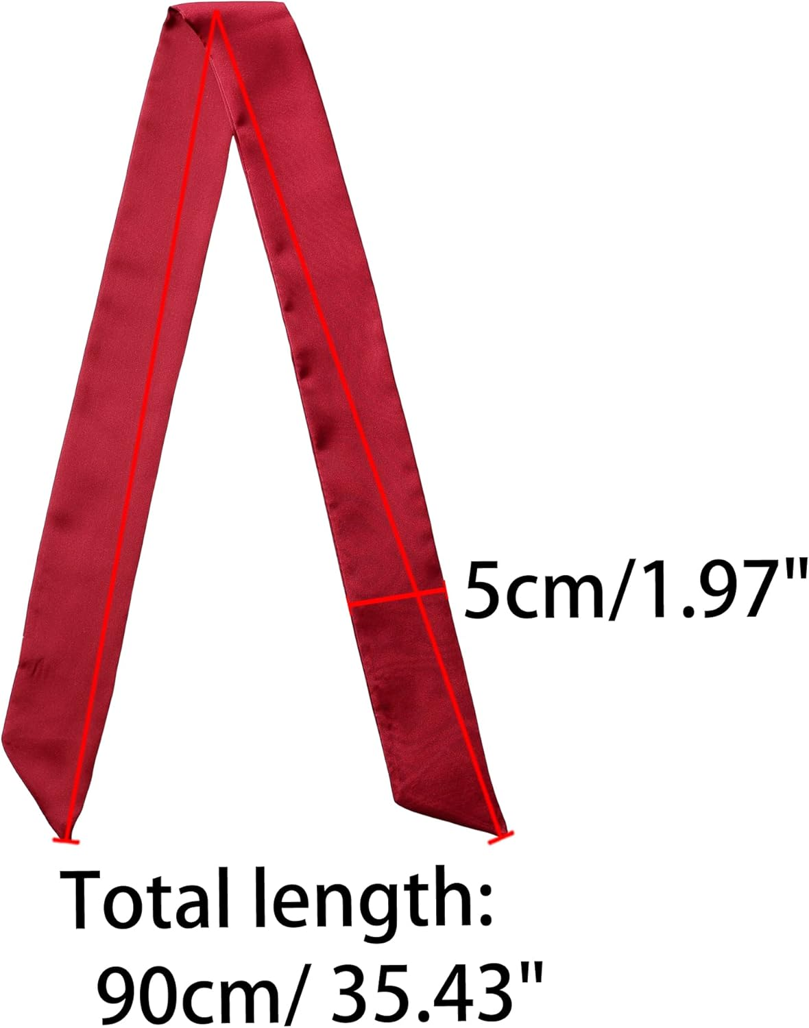 Allegra K Women Skinny Scarf Plain Solid Color Pure Long Scarves Neckerchief Wine Red 90 * 5Cm/35.43 * 1.97 Inches(L*W) image number 2