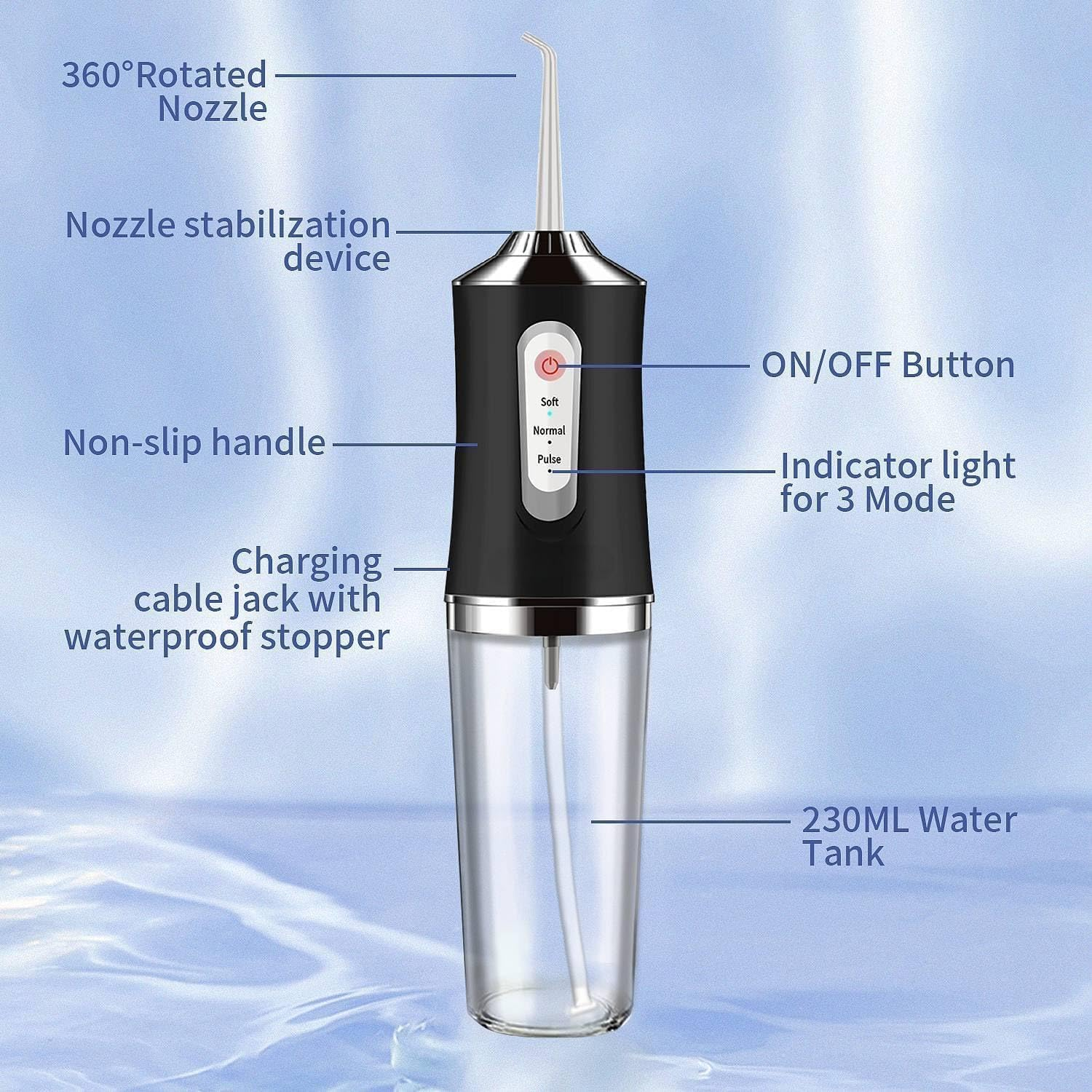 LYMI Water-Flosser-Teeth-Cleaner, Rechargeable - Waterproof, Portable Cordless Dental Oral Irrigator, Water Flossers for Teeth, 3 Modes 4 Nozzles, for Home&Travel image number 1