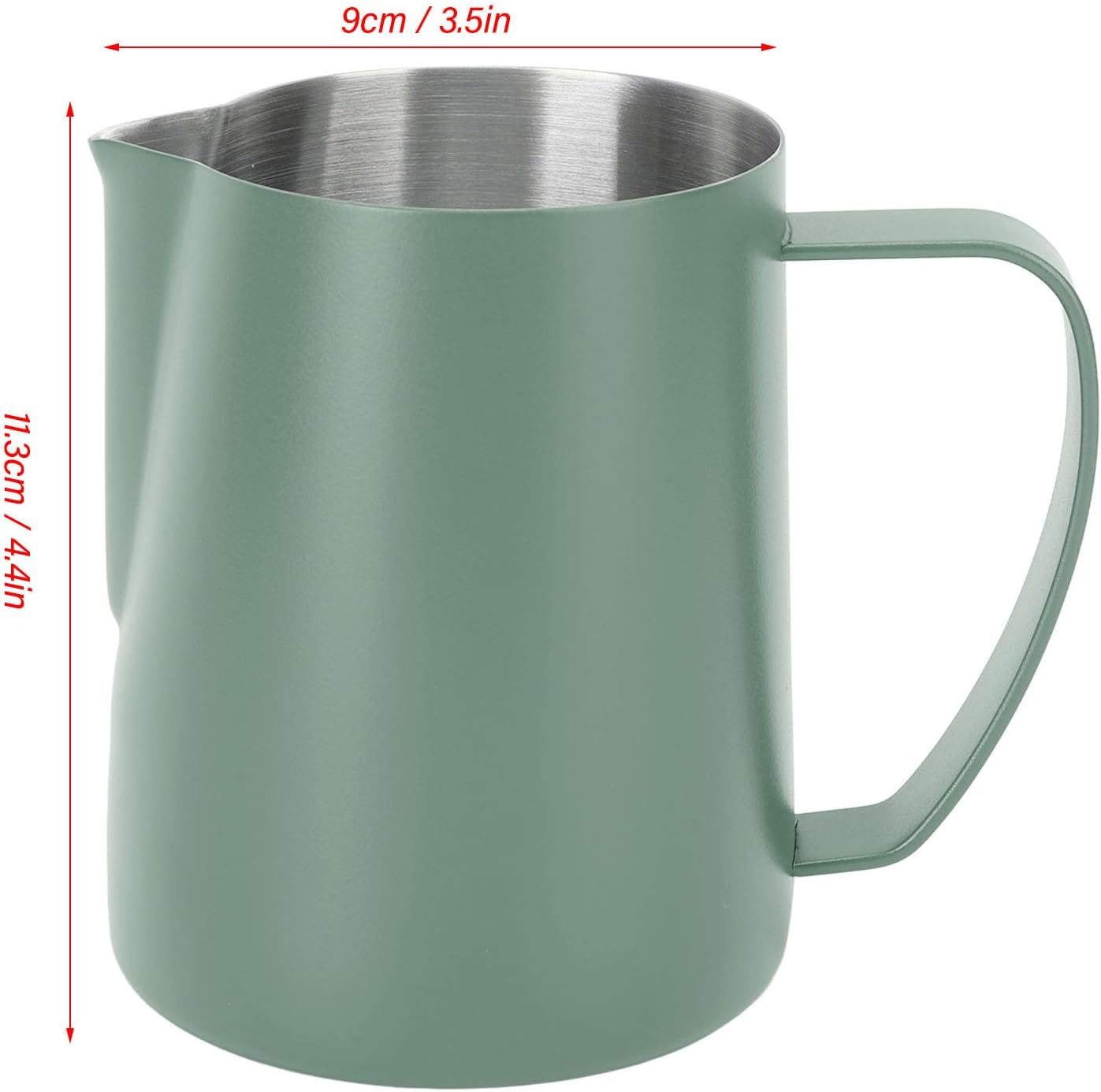 FLEXMAN 480Ml Milk Frothing Pitcher, Stainless Steel Multipurpose Pour over Coffee Maker, Metal Milk Frother Cup with Inner Scale for Making Latte Coffee, Milk Bubbles, Milk Tea (Dark Green) - Dark Green image number 5
