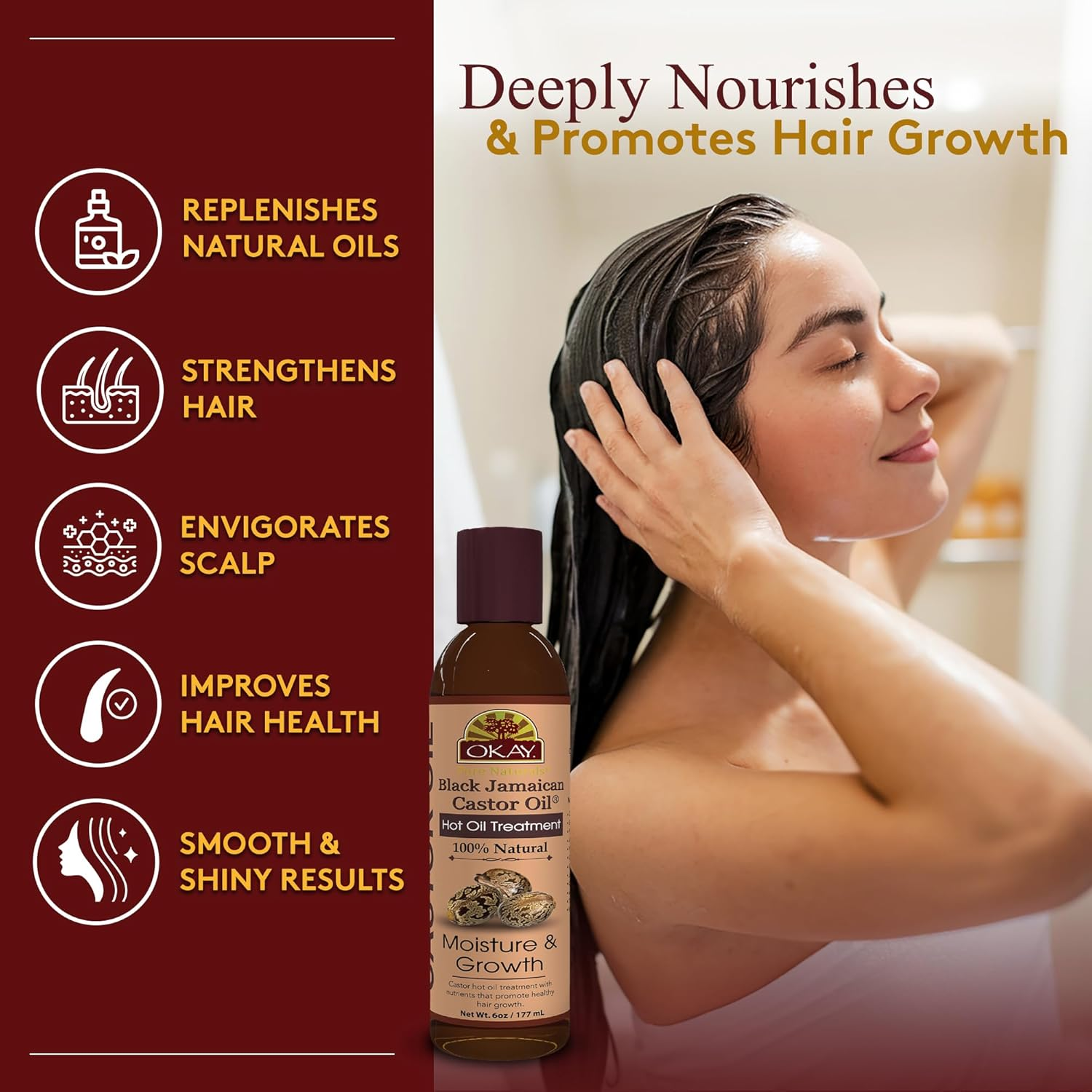 OKAY Pure Naturals OKAY Pure Naturals Black Jamaican Castor Oil Hot Oil Treatment, 6 Ounce, image number 2