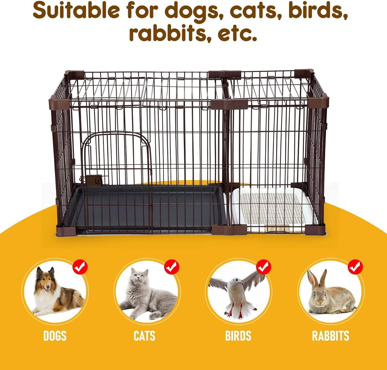 Petscene Cat Cage Dog Crate Pet Wired House Kennel Enclosure with Toilet Tray L Size image number 2