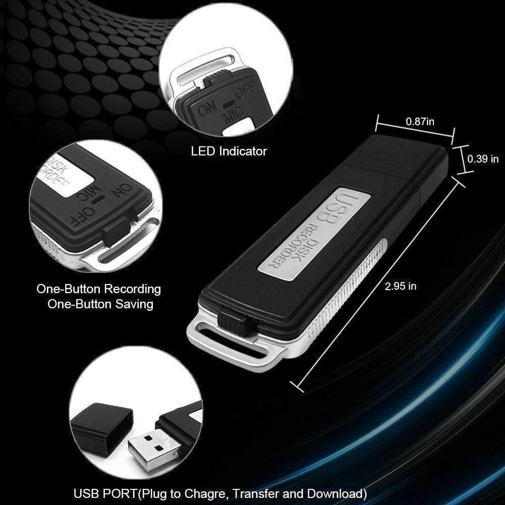 USB Digital Voice Recorder | Portable Mini Voice Recorder 8 GB | Audio Recorder Ideal for Meetings, Interviews, Conferences. | Spy Recorder with Memory for Several Hours of Recording