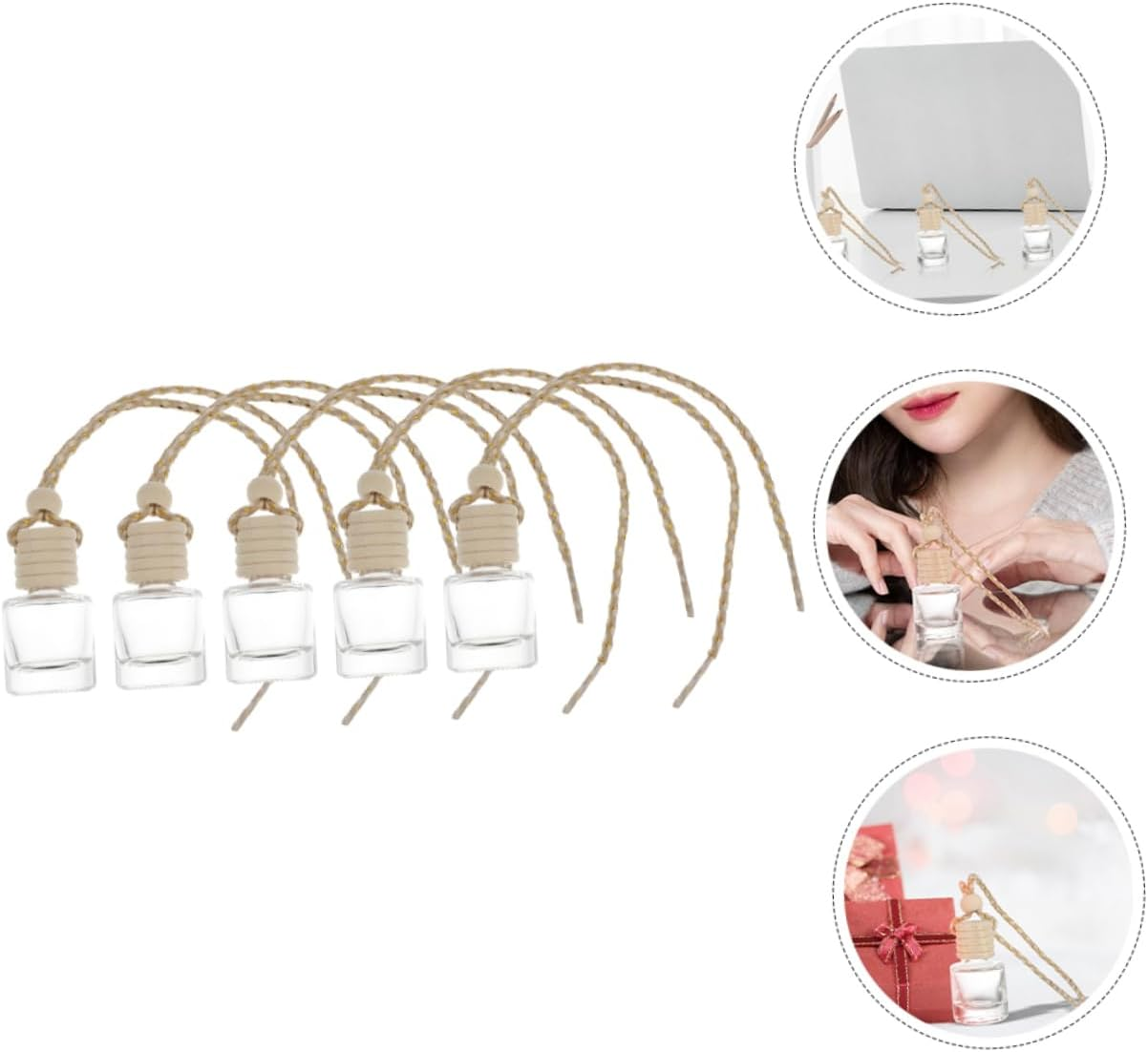 5Pcs Smart Car Diffuser Car Hanging Air Freshener Diffuser Bottle Essential Oil Holder image number 2