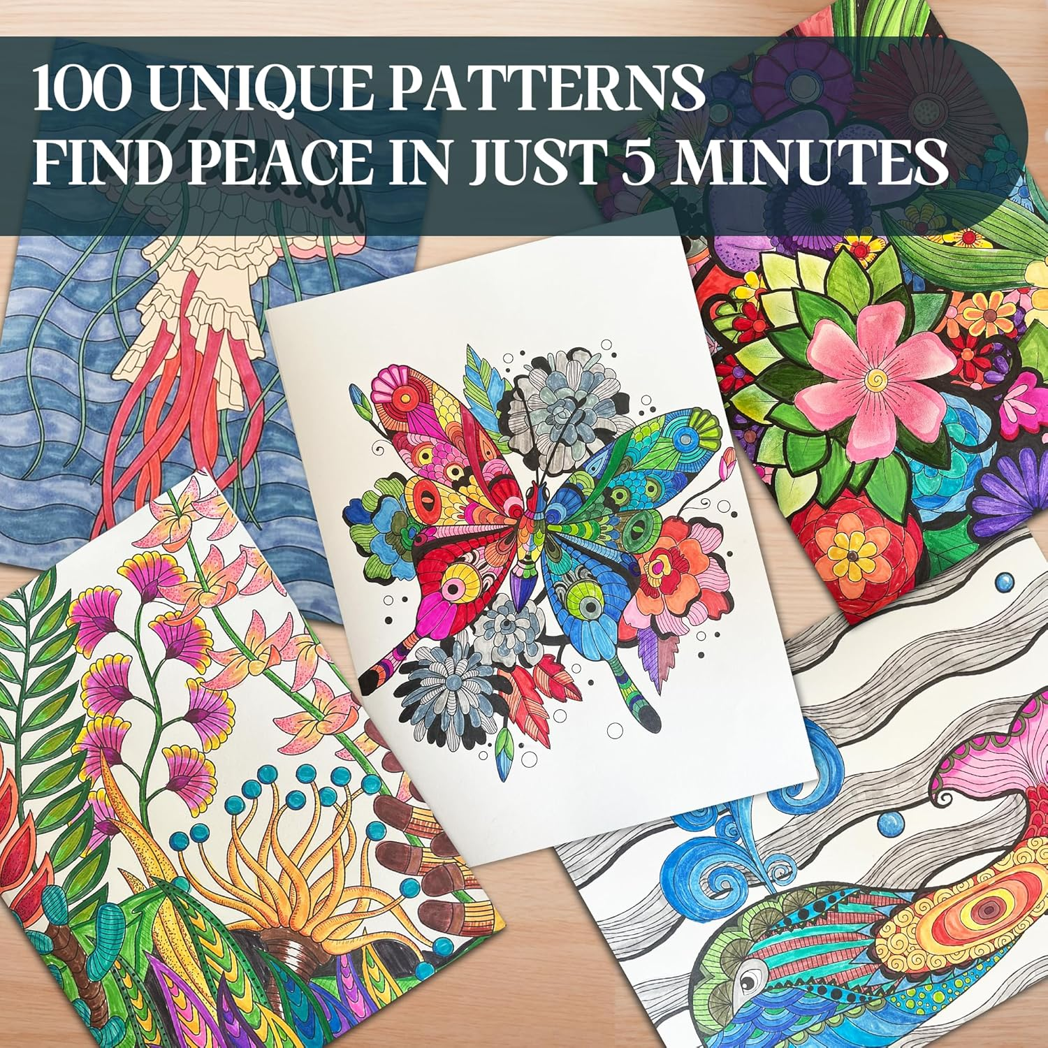 BIROYAL A4 Adult Colouring Book for Women &ndash; 100 Motifs Mindfulness Colouring Book with Personal Growth Prompts for Relaxation &ndash; Relaxation Gifts for Women image number 3