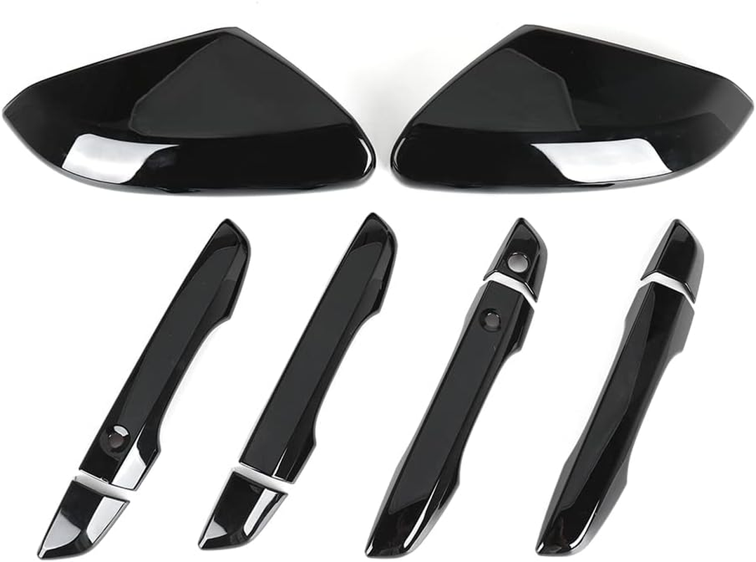 SAPUBK Side Mirror Cover Cap + Door Handle Covers Kit Compatible with 10Th Honda Civic 2016 2017 2018 2019 2020 2021 (Black) - Black image number 5