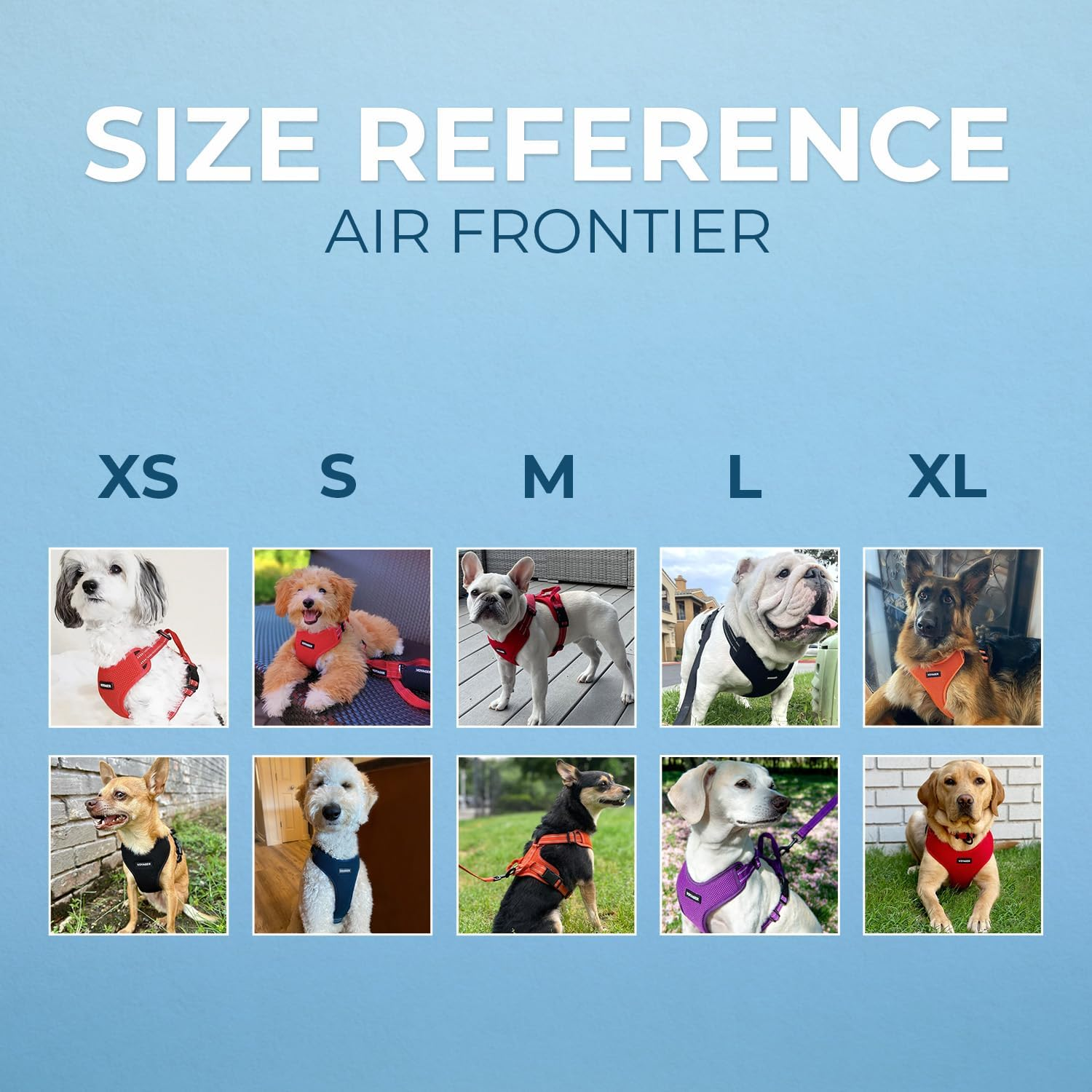 Air Frontier Mesh Dog Harness with Steel Leash D-Ring, Reflective Stitching, and Lightweight Breathable No-Pull Design, Adjustable Neck and Chest Straps for Small to Large Breeds - ORW, S image number 3