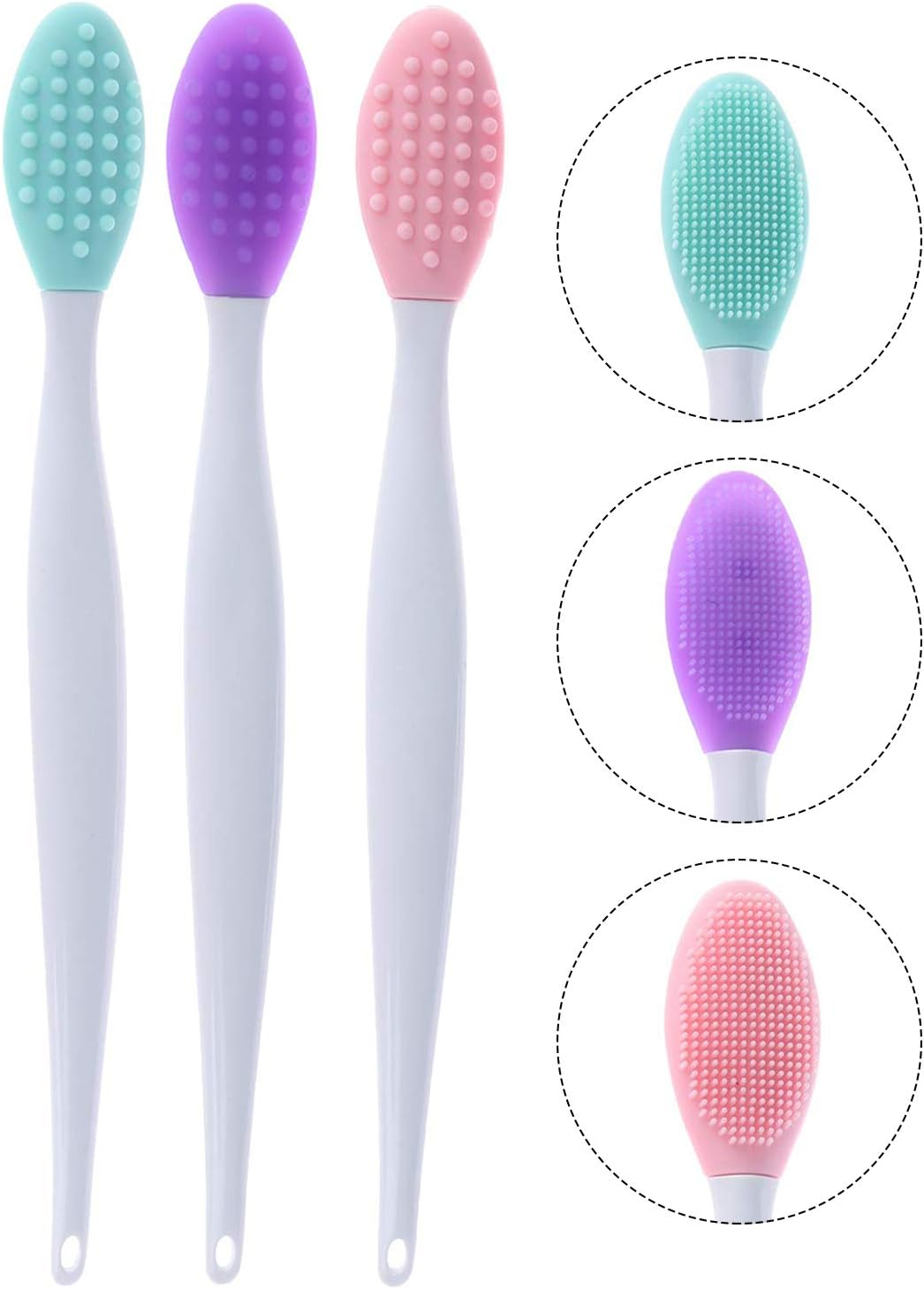 Goworth 3 Pcs Lip Brush Tool,Double-Sided Silicone Exfoliating Lip Brush image number 5