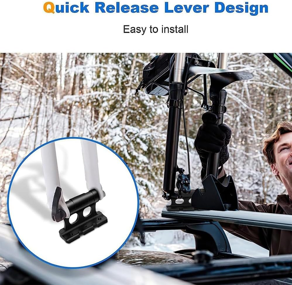 Bike Fork Mount, Bike Fork Mount Block Bicycle Front Fork Versatile Aluminum Alloy Fixed Clip Bikes Rack Stand for Cycling Trailer Traveling with Adapters, Screws, Straps, Black image number 5