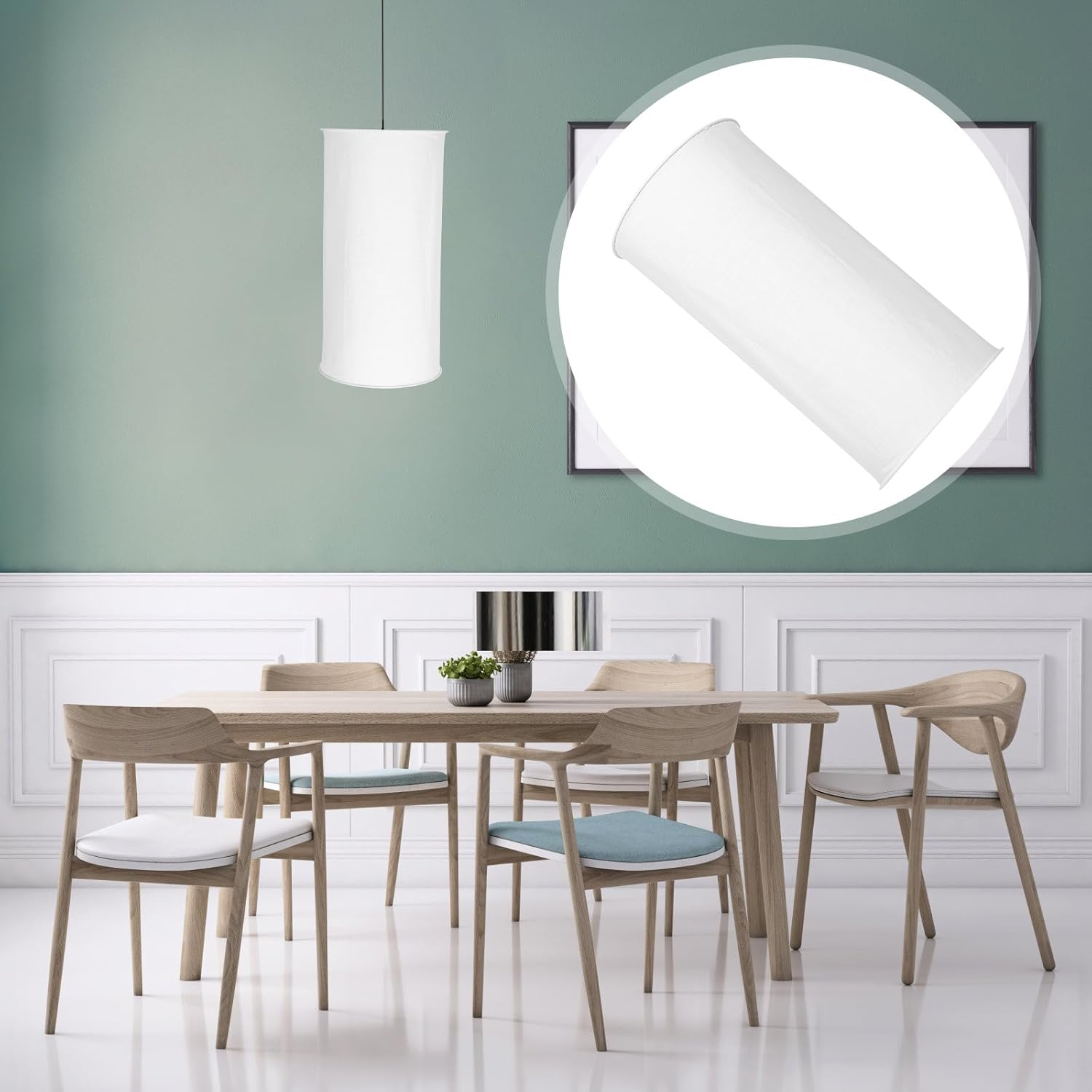 MUSISALY Foldable White Fabric Lamp Shade E27 Hanging Lamp Cover 35Cm for Modern Table and Ceiling image number 4
