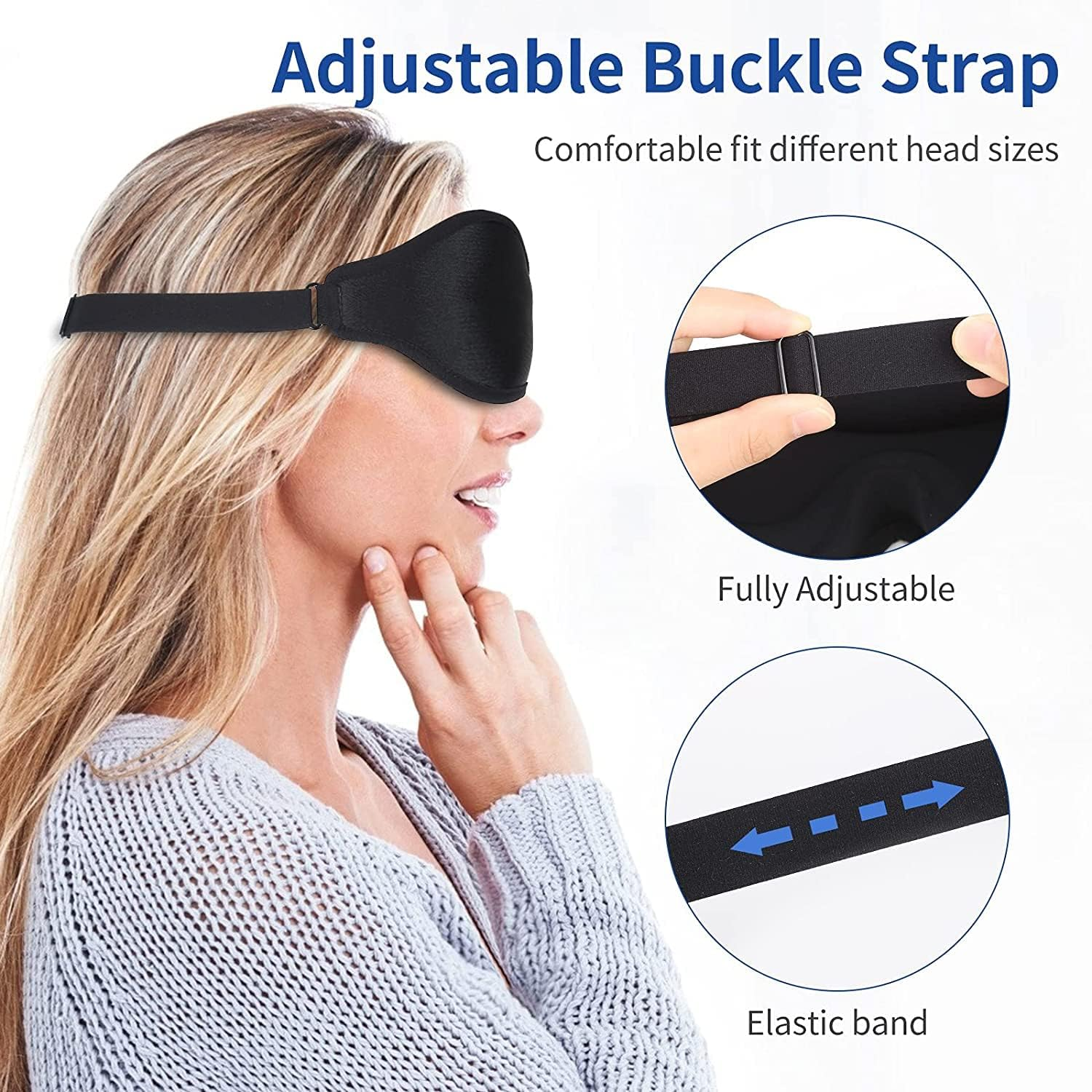 Ondaring Sleep Eye Mask for Men Women Soft Slow Rebound 3D Contoured Cup Night Blindfold with Adjustable Strap, Comfy Sleeping Eye Cover for Nap Travel Yoga