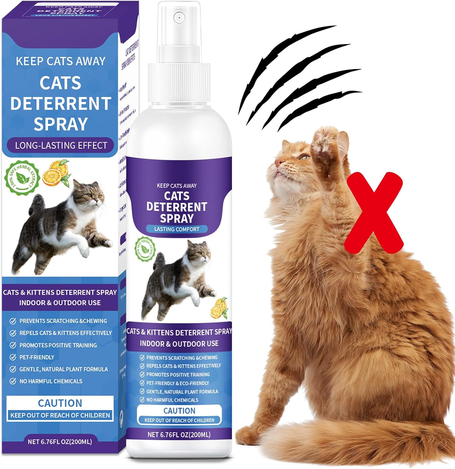 Cat Deterrent Spray, 200ML Cat Repellent Spray, Indoor & Outdoor Anti-Scratch Cat Repellent for Furniture, Sofas, Rugs, Curtains, and Plants, Alcohol-Free & Non-Toxic Formula Repellent for Cats image number 6