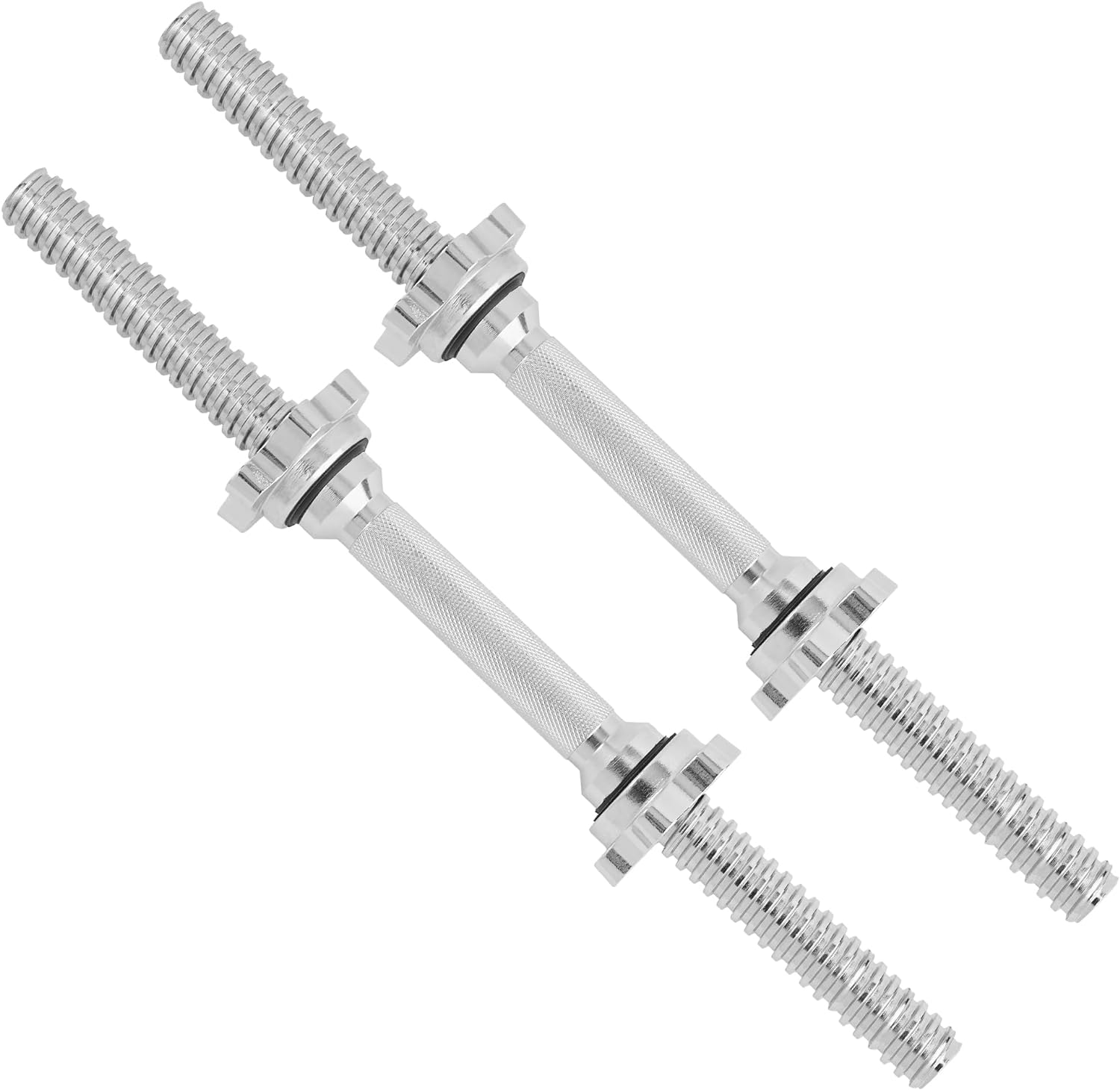 Yes4All Pair of Threaded Dumbbell Handles 14/16/18/24 Inch, Chrome/Rubber Grip, Fit 1&rdquo; Plates, Weight Bar Connector