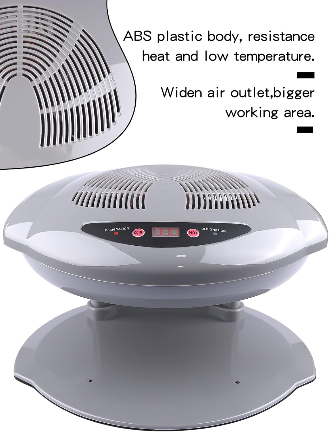 Kalolary Nail Lamp, 400W Air Nail Dryer Nail Fan Hair Dryer for Hands and Feet Nail Polish Automatic Sensor Warm Cool Breeze Use at Home and Salon (Grey) image number 5