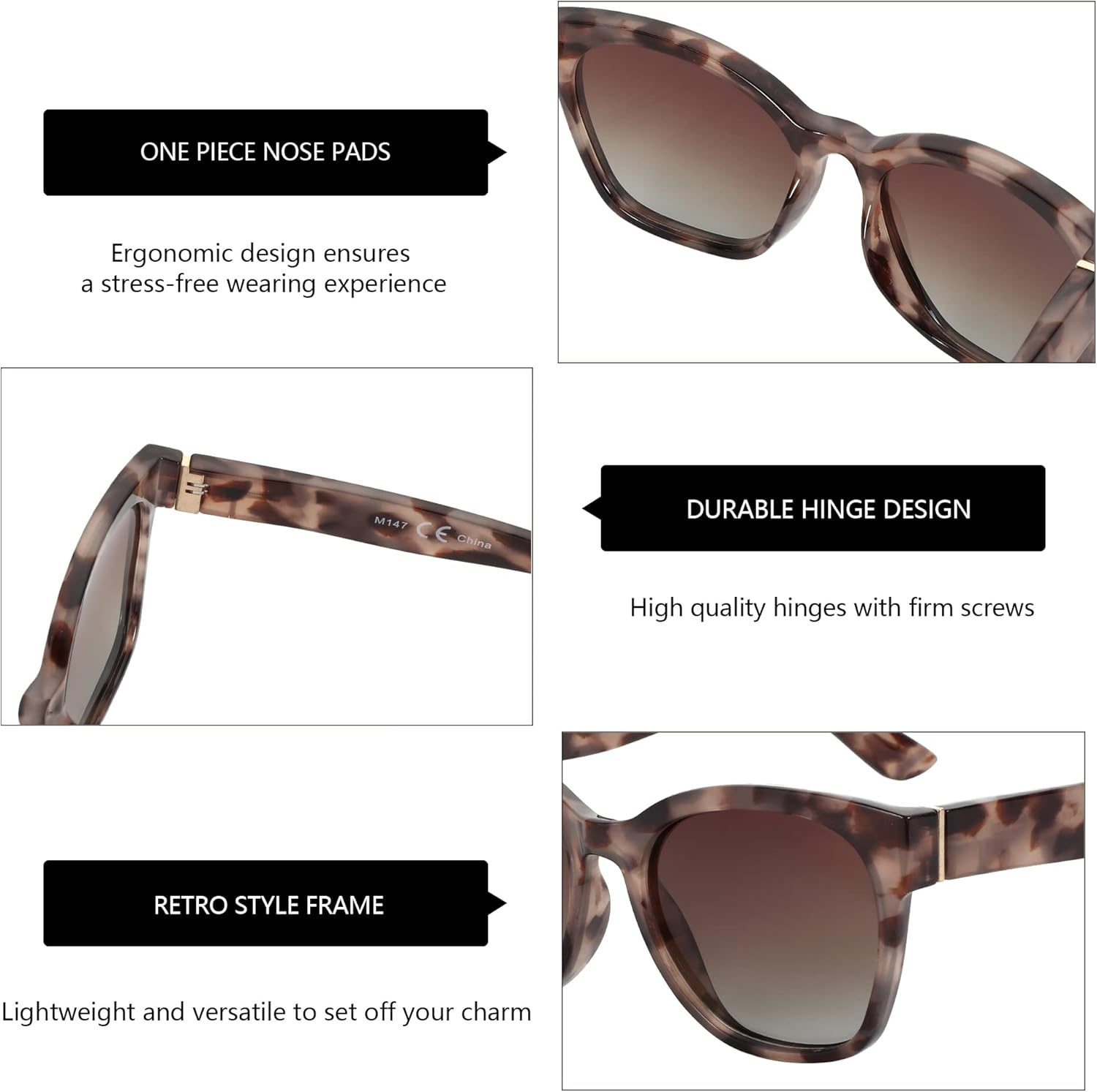 ZENOTTIC Cateye Polarized Sunglasses for Women - Oversized Sun Glasses UV400 Protection Retro Shades Designer Style image number 2