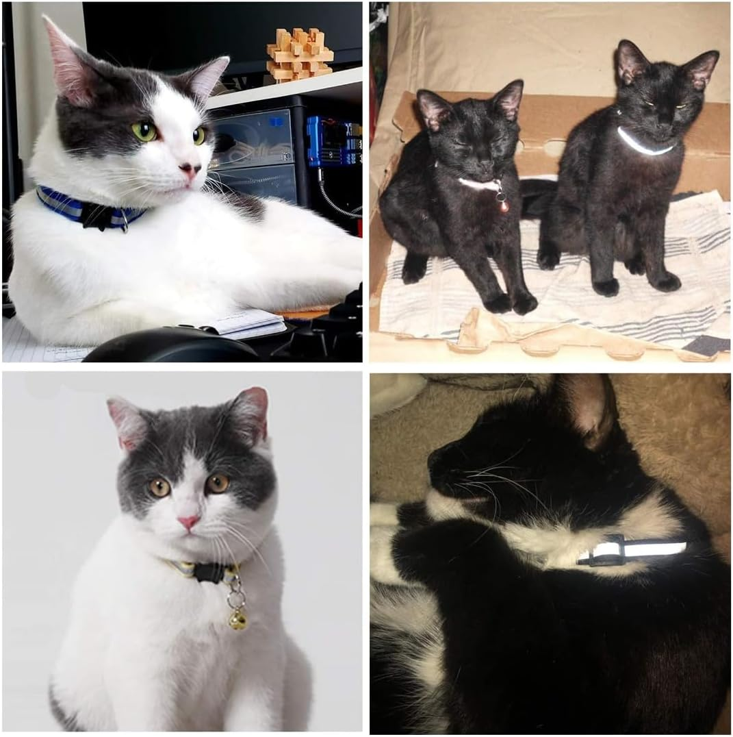 PLABBDPL Pack of 12 Cat Collar with Safety Clasp, Reflective, Puppy Collars, Adjustable Dog Safety ID Collars for Puppies, Small Dogs and Cats image number 2