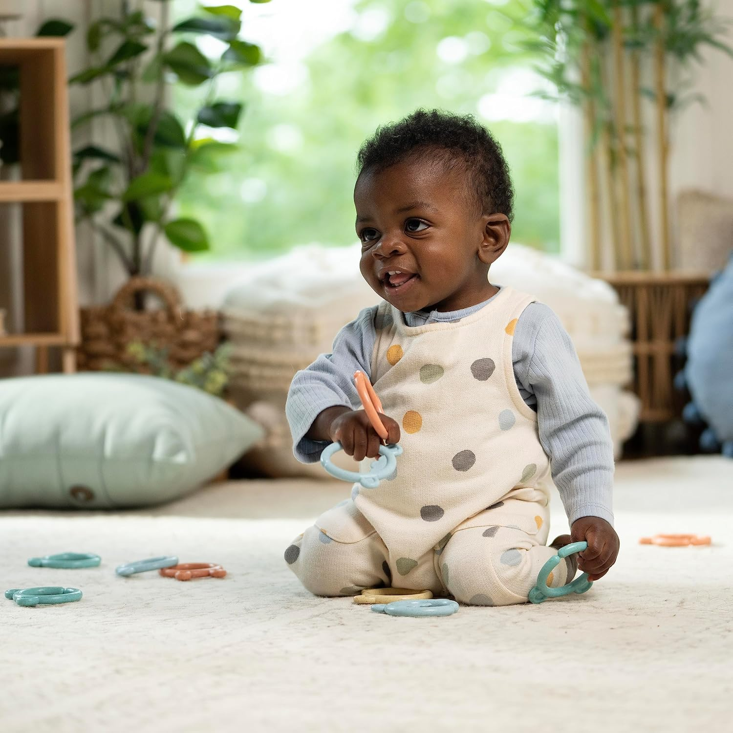 Ingenuity Sheppy'S Squad Toy Links for Newborn and Up, 12 Links, Plant-Based and Bpa-Free Materials, Multi-Texture image number 1