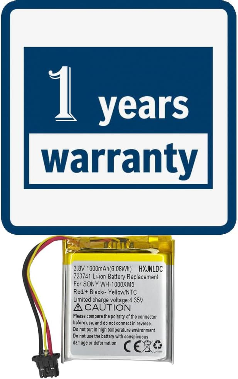 DC 3.8V 1600Mah Lithium Battery Replacement for Sony WH-1000XM5 Bluetooth Wireless Noise Canceling Stereo Headset 723741 image number 3