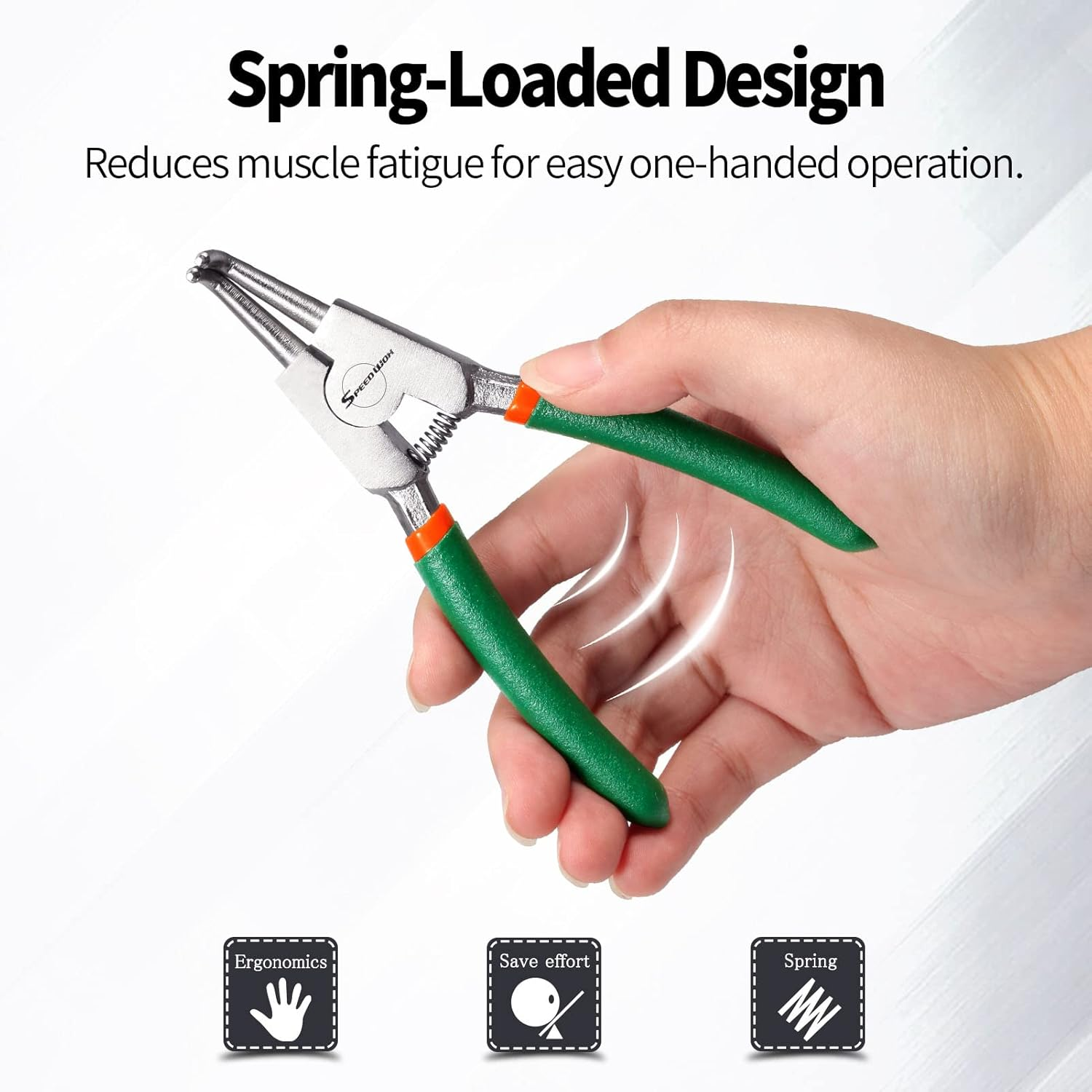 SPEEDWOX 4 Pcs Snap Ring Pliers Set 5-Inch Internal External Circlip Pliers Kit Precision Cir-Clip Retainer Ring Pliers Straight and Curved Jaws for Ring Remover Retaining image number 2