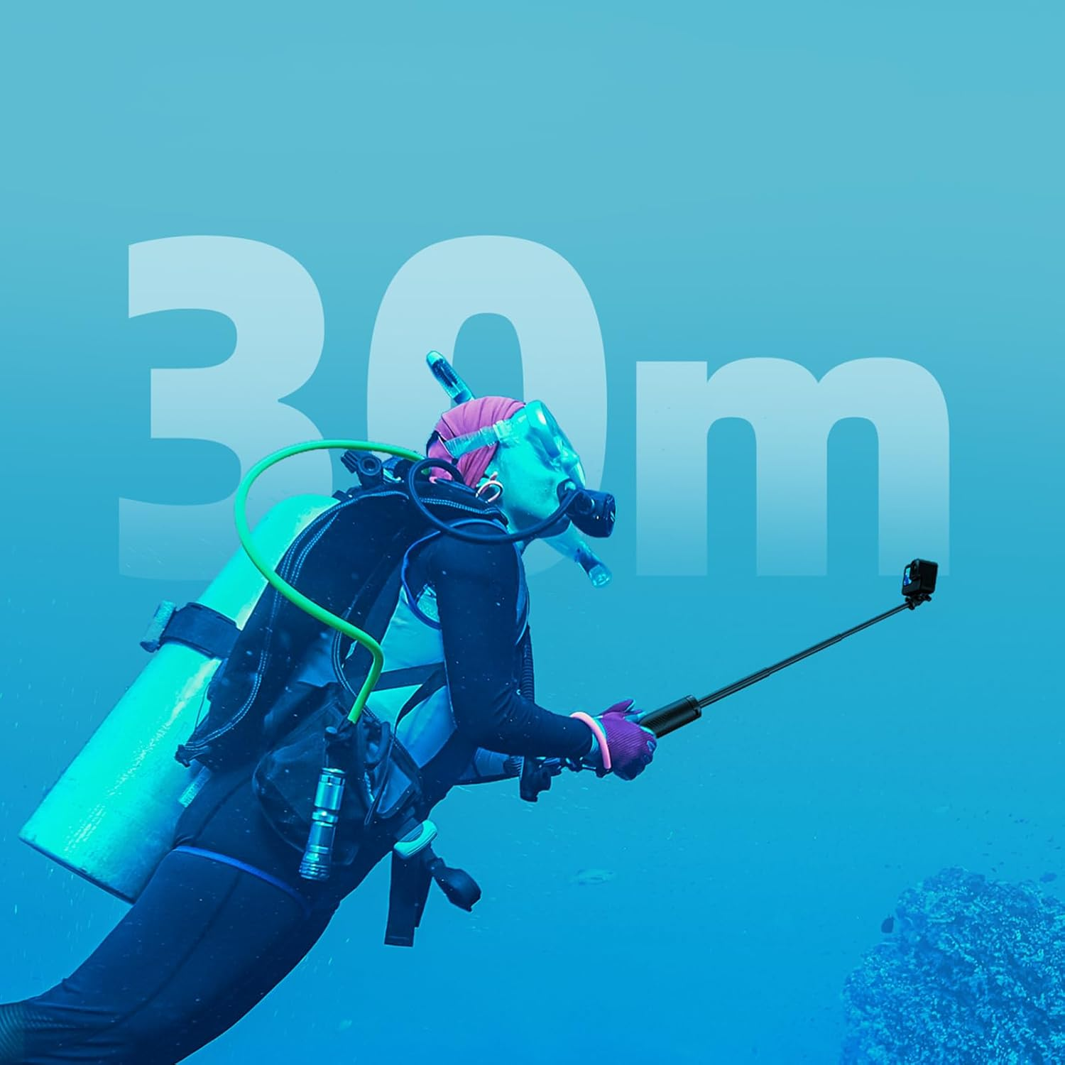 Floating Handle Selfie Stick Tripod, Waterproof Telescopic Hand Grip/Monopod for Go Pro Hero 13/12/11/10/9, DJI Osmo Action 5 Pro/4, Insta360 Ace Pro, AKASO EK7000 and Other Action Cameras image number 3