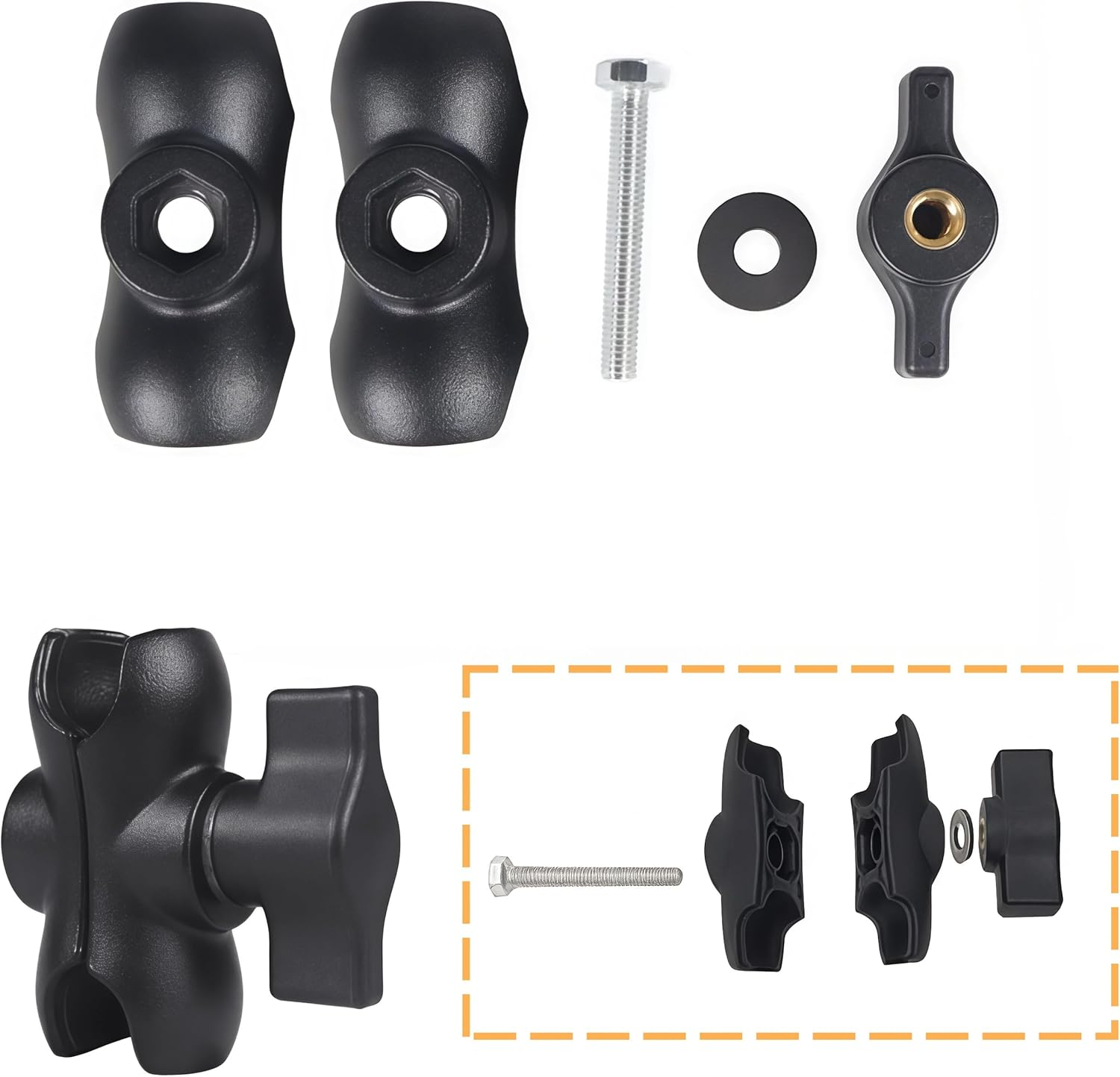 Double Socket Arm Mount,60 Cm Ram Mount Short,Aluminum Alloy,For 1-Inch Ball Bases,For RAM Mount Phone Holder Bike Truck RAM Mounts Arms image number 3