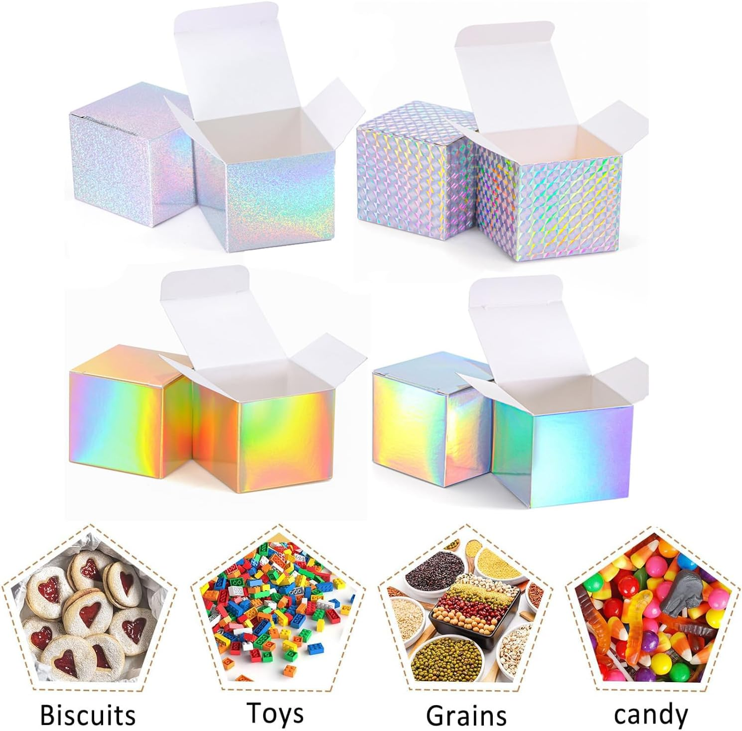 24PCS Small Square Gift Boxes,5 X 5 X 5 Cm Candy Treat Box Cardboard Box with Lid,Gold Foil Party Favor Gift Boxes for Parties, Birthdays, Weddings and Holidays Valentine'S Day