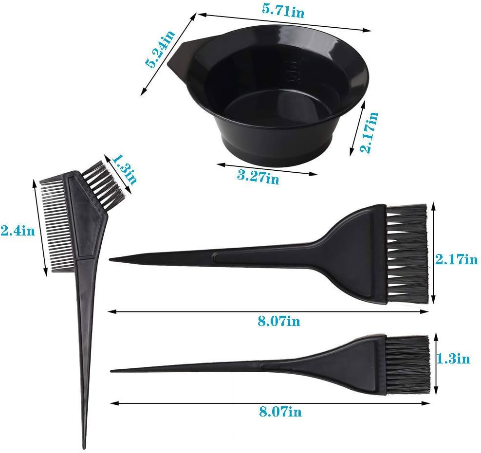 Hair Colouring Tools, Hair Dyeing Tool Set Hair Colour Brush and Bowl Set, Hair Dying Combs Brushes Set for DIY Hair Coloring Dyeing Salon Brushes image number 3