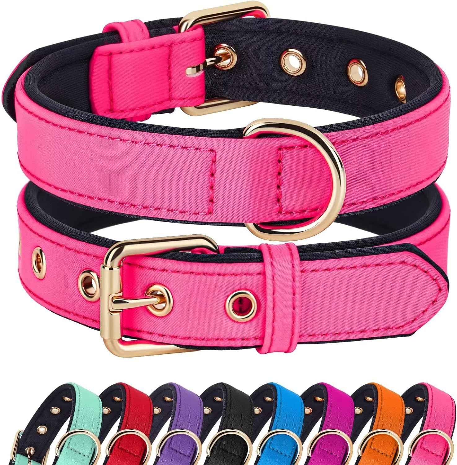 Didog Dog Collar, Waterproof Soft Padded Strong Small Dog Collars with Metal Buckle, Lightweight and Breathable Dog Collars for Small Dogs, Pink, S image number 5