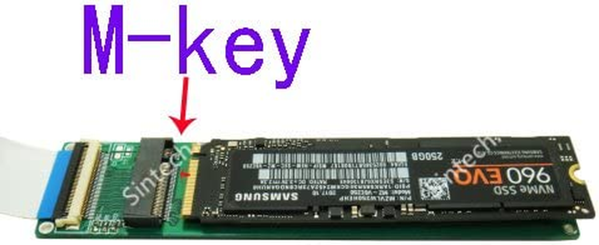 Sintech M.2 Nvme Extension Cable, NGFF M-Key Pcie 3.0 SSD Extender Card with Anti-Electromagnetic Foiled Cable, 20CMS (Silver Cable) image number 5