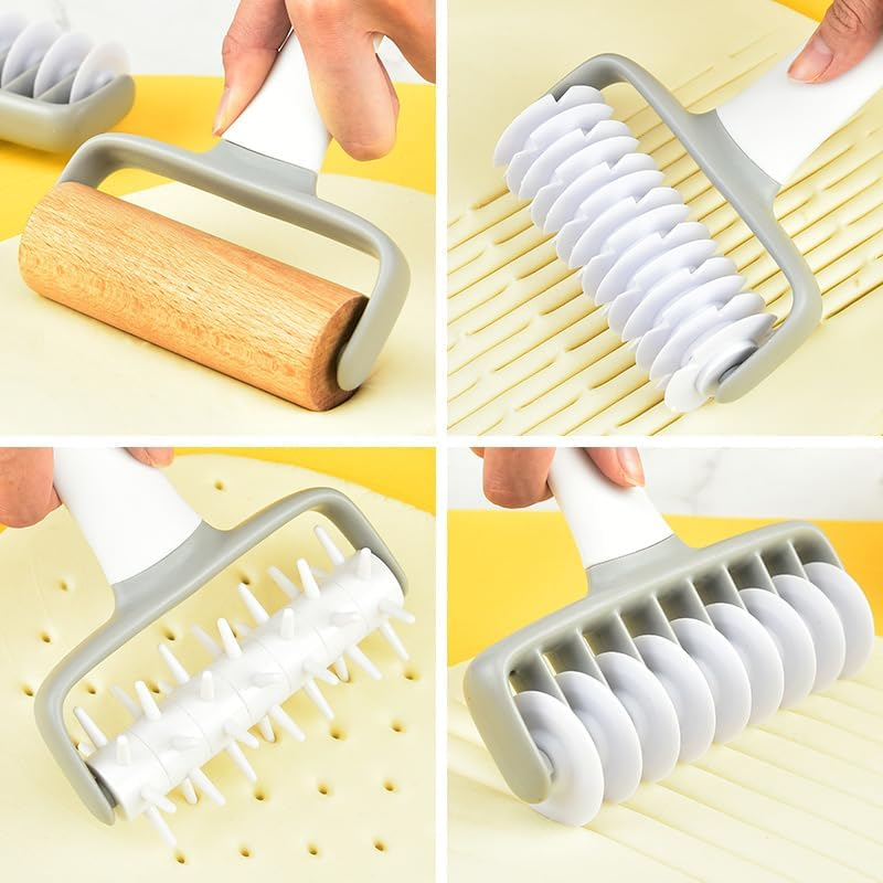 Pizza Dough Docker and Lattice Roller Cutter Plastic Cookie Pie Pizza Bread Pastry Crust Roller, 2Pcs Pizza Dough Docker Roller Plastic Pastry Docker Roller,Pizza Pie Pastry Dough Docker Pizza Roller image number 6