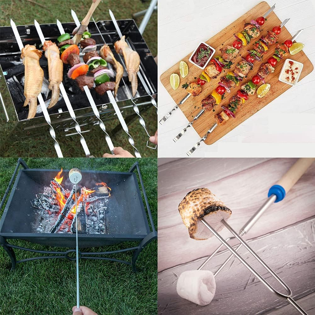 Marshmallow Roasting Sticks 8Pcs Extendable 32Inch Long Metal Barbecue Skewers for Grilling Set,Telescoping Smores BBQ Forks, Fire Pit Sticks for Hot Dogs,Camping,Bonfire image number 5
