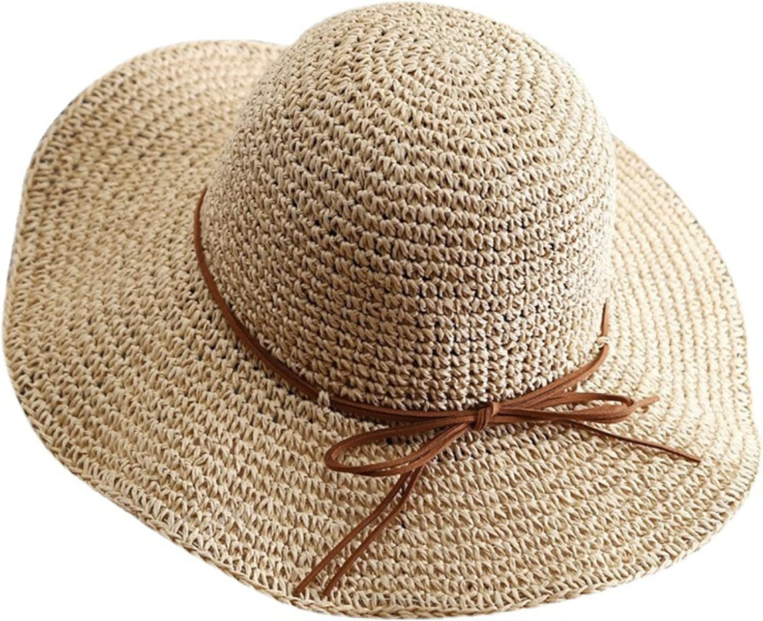 Straw Hats for Women, Breathable Wide Brim Sun Hat, Foldable Packable Bucket Cap for Beach Travel, Beach Sun Hats Beige image number 1