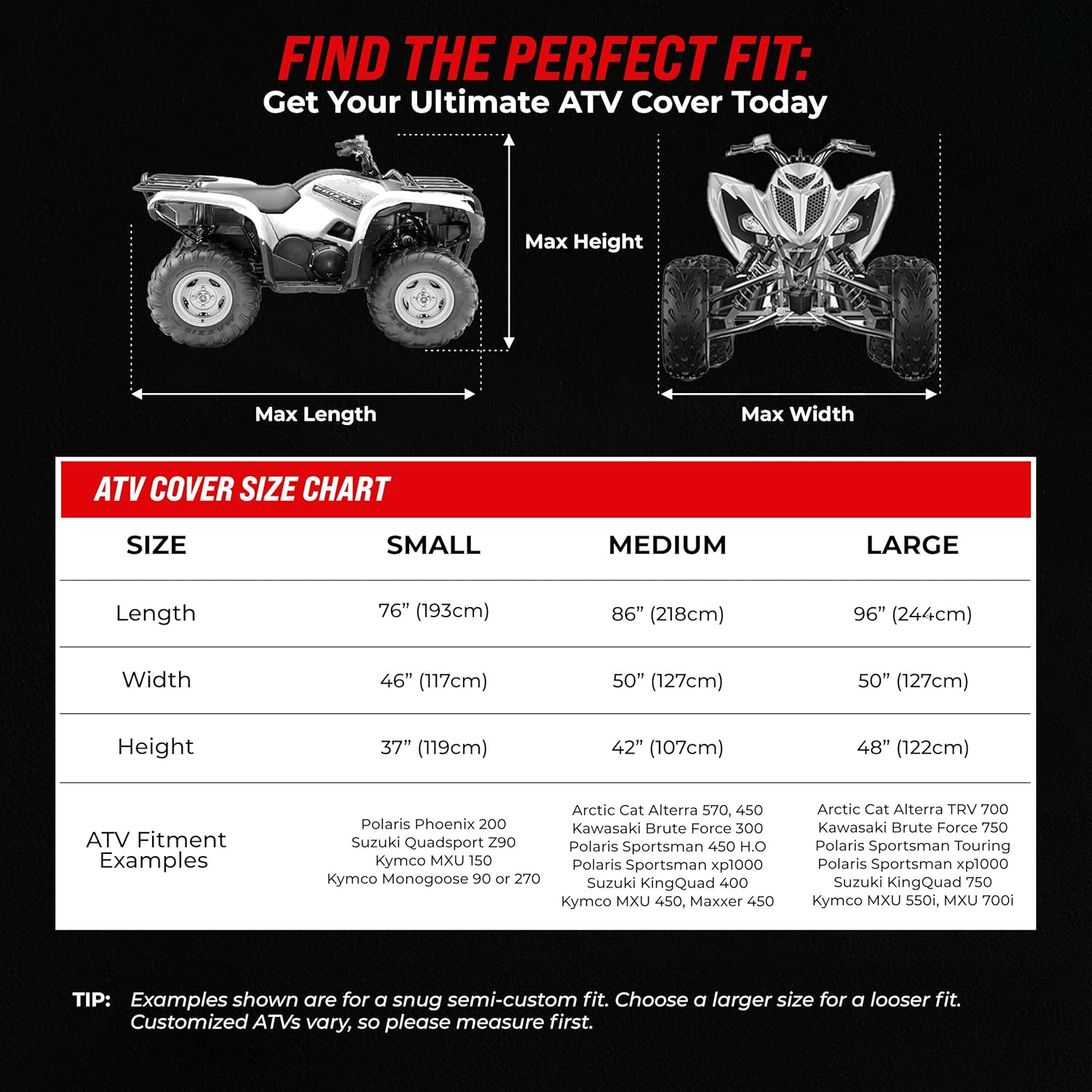 Badass Moto ATV Covers Waterproof Outdoor Ultimate Heavy Duty, Night-Reflective Quad Cover, 4 Wheeler Cover, Easy-Access Zipper & Vents Four Wheeler Accessories - ATV Gifts, Large 95" Long image number 5