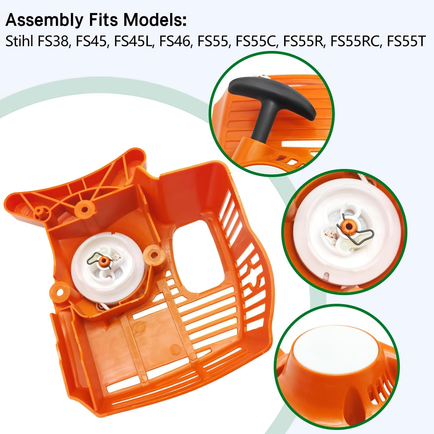 Shiosheng RECOIL PULL STARTER ASSEMBLY for Sthil FC55 FS38 FS45 FS46 FS55 FS55C FS55RC HL45 KM55 4140 SERIES Trimmer 41401904009 4140 190 4009 image number 6