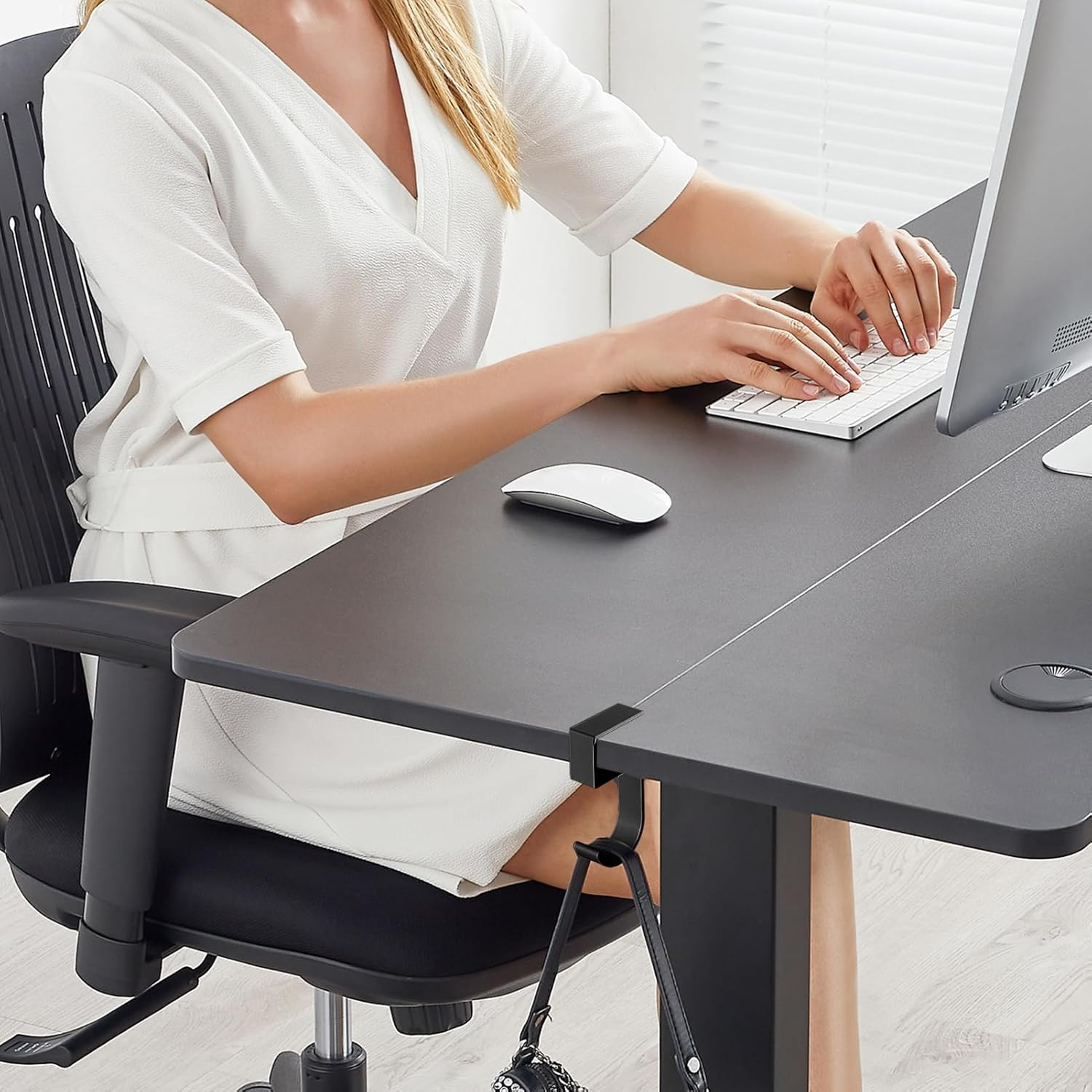 Headphone Desk Hanger | Practical Desk Bag Hanger,Multifunctional Movable Table Rack, Heavy Duty Organizer, Metal Storage Tool Space Saving for Clothes Coats image number 6