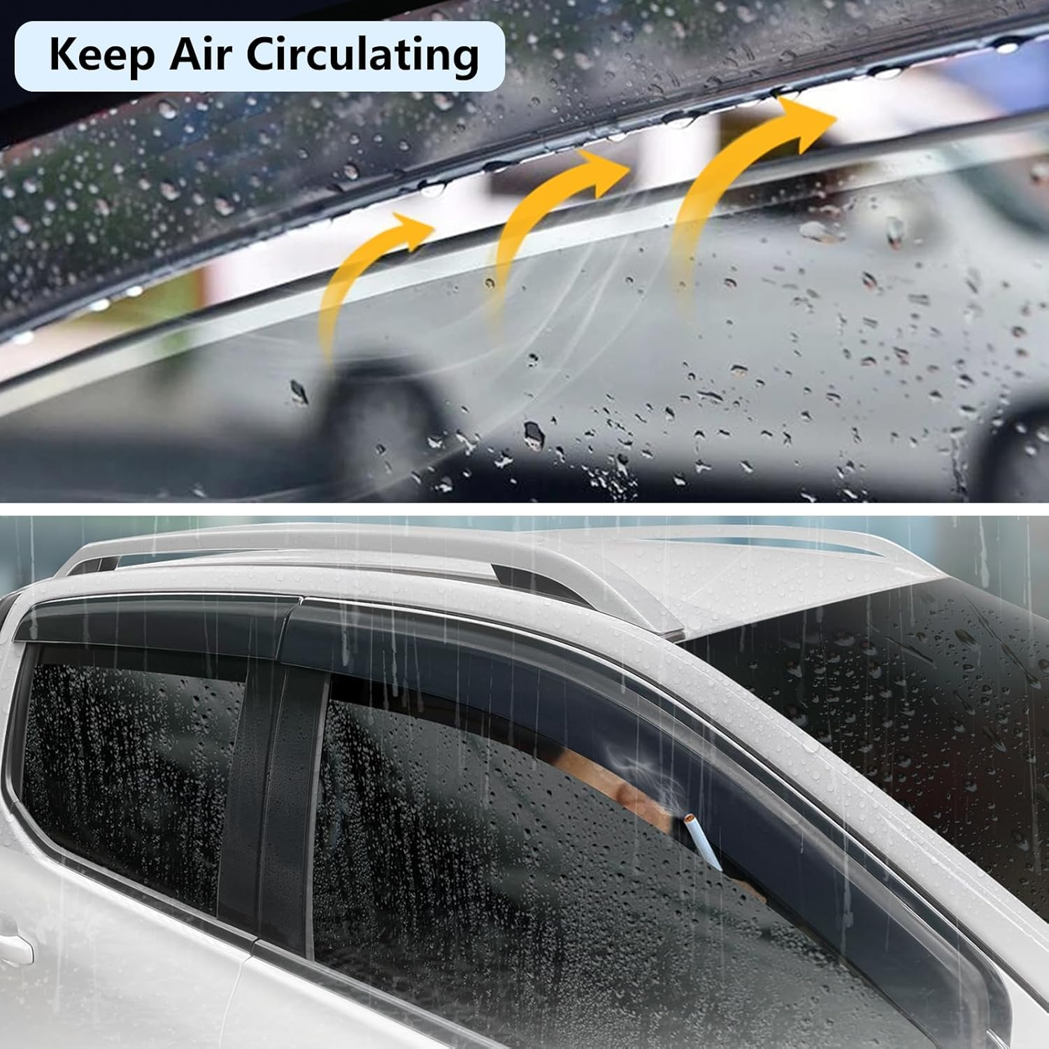 SUERAUTO4X4 for Ford Ranger Wildtrak Raptor Accessories Next Gen 2024 2023 2022 Dual Cab Weather Shield Weathershields Window Visor Wind Deflectors Injection Black, 4PCS image number 5