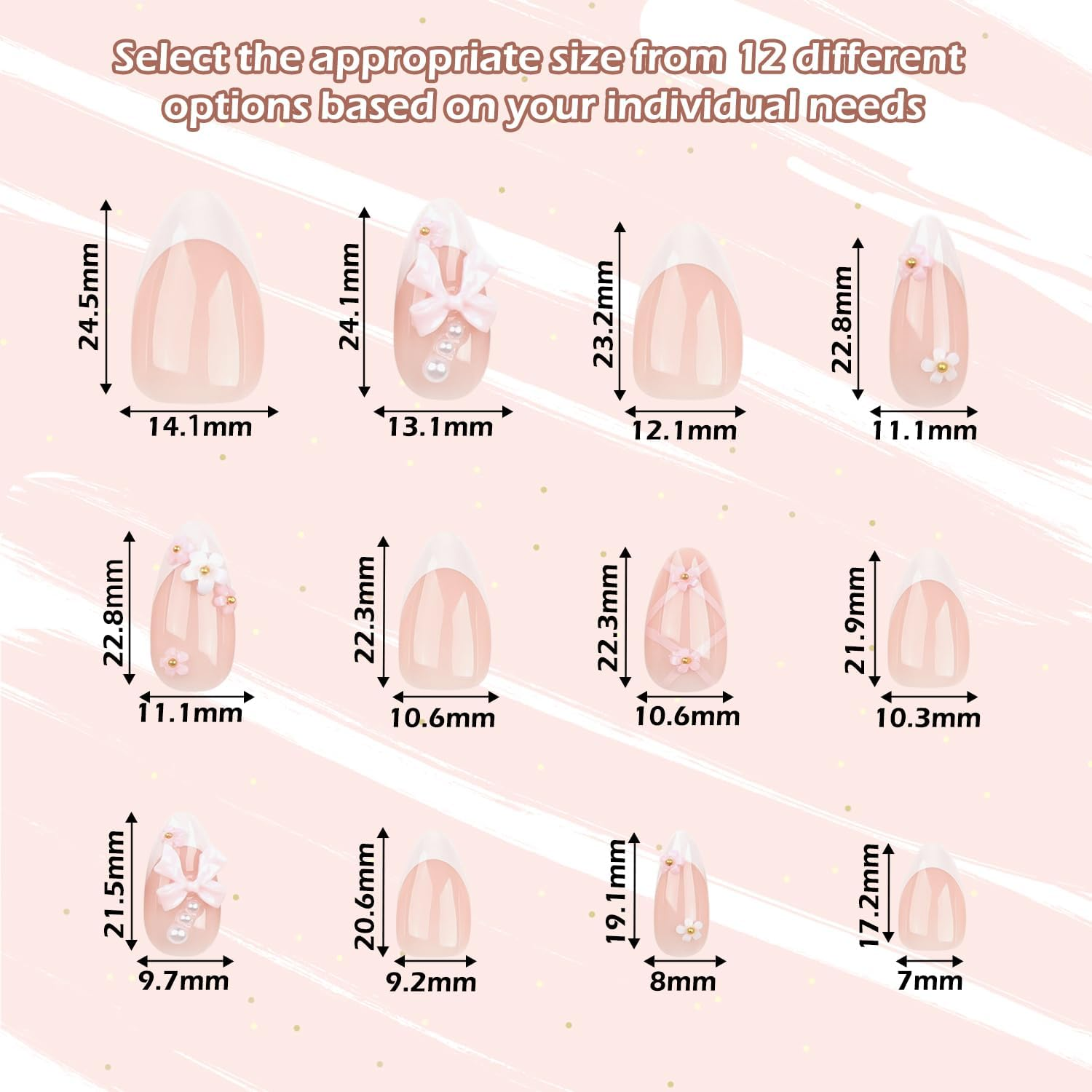 24 Pieces Press on Nails False Nails French Tip Fake Nails Glue on Nails Full Cover Oval Glue on Nails for Women Girls Nail Art Accessories (Style 2) image number 3