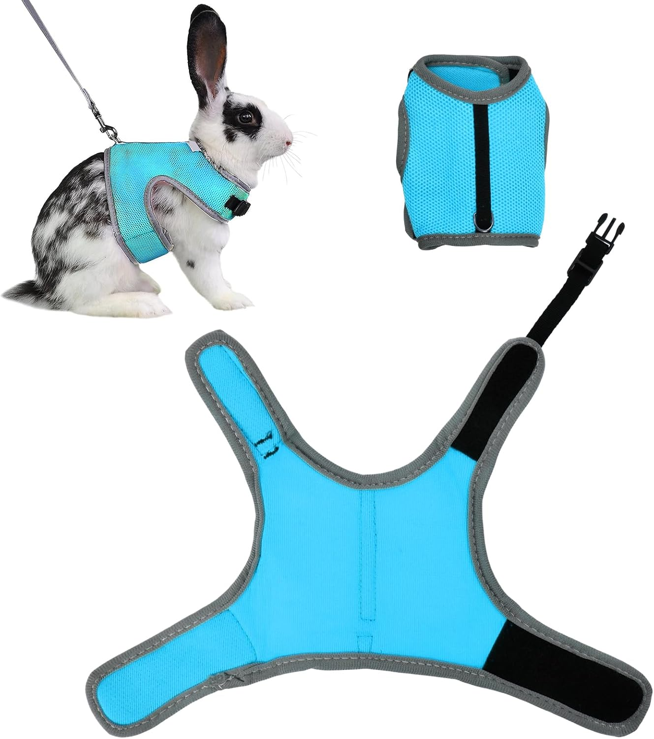 Dokeno Cat Harness, Cat Vest with Lead, Escape Proof Dog Harness, Pet Chest Strap, Universal Soft Harness, Rabbit Lead, Safety Harness for Kittens, Rabbits, Small Pets, Blue image number 5