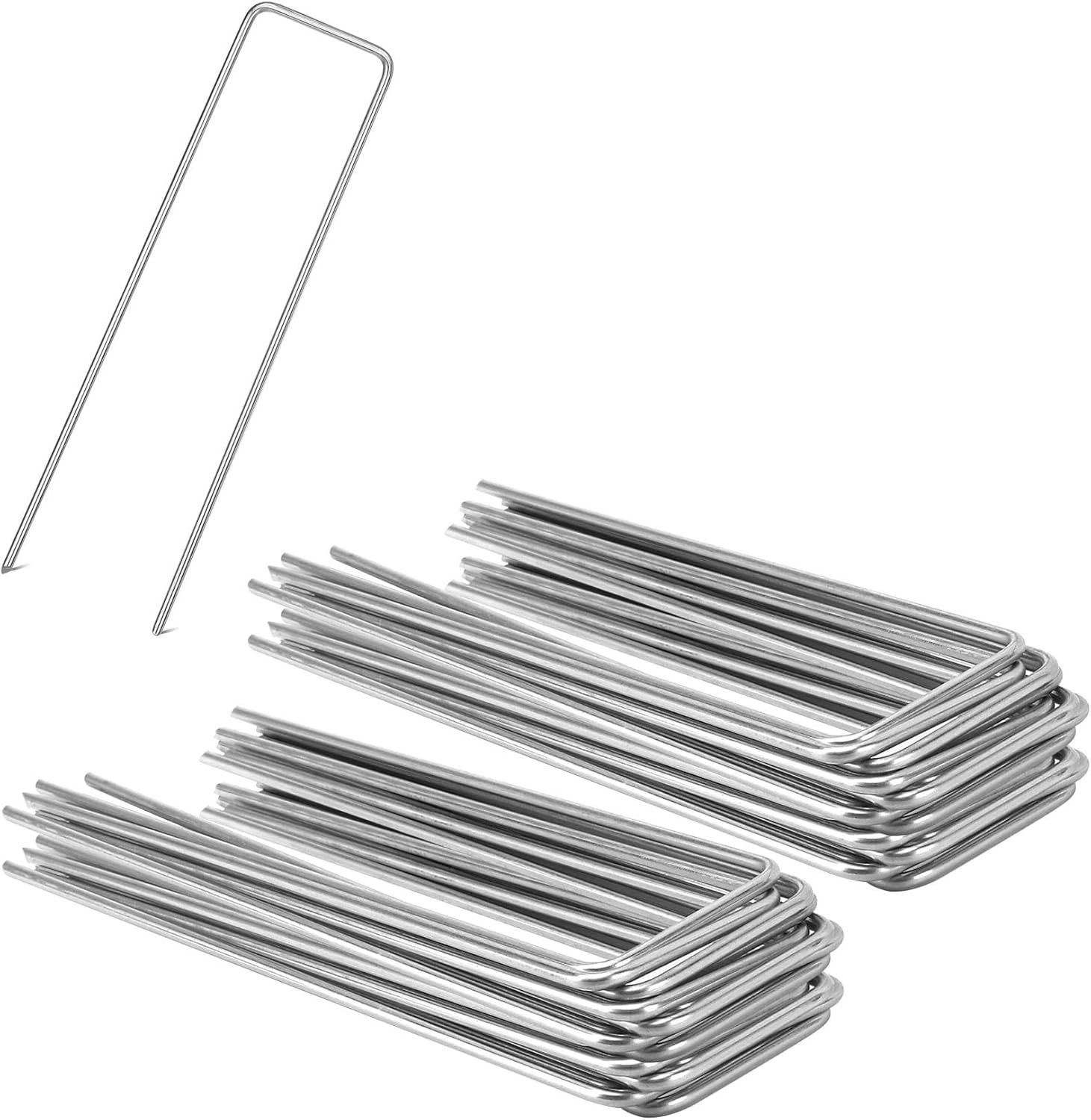 Landscape Staples 20 Pack Heavy Duty 6" - Galvanized Steel U-Shaped Ground Stakes for Weed Barrier, Garden Fabric, Netting & Ground Cover (15Cm/6 Inch)