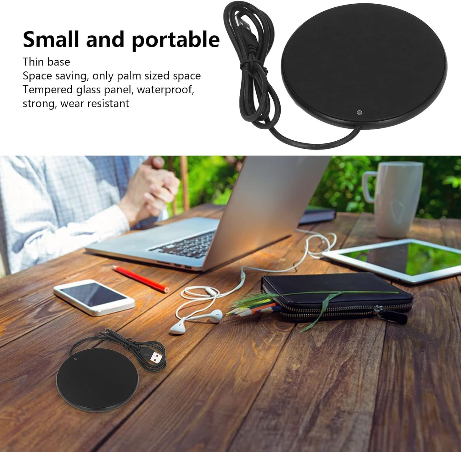 Smart Coffee Mug Warmer, 3 Levels Temperature Setting USB Powered Beverage Cup Warmer for Home Kitchen Office Desk Use image number 5