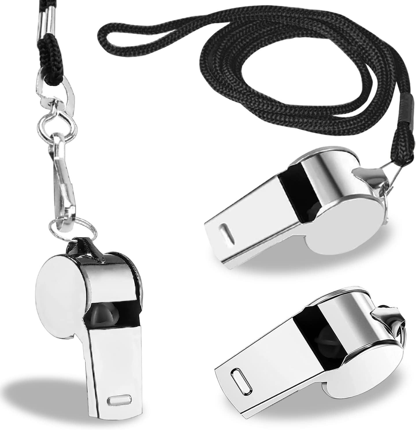 3 Pcs Whistle,Stainless Steel Sports Whistle with Lanyard for Coaches Referees Emergency Outdoor Sports image number 3