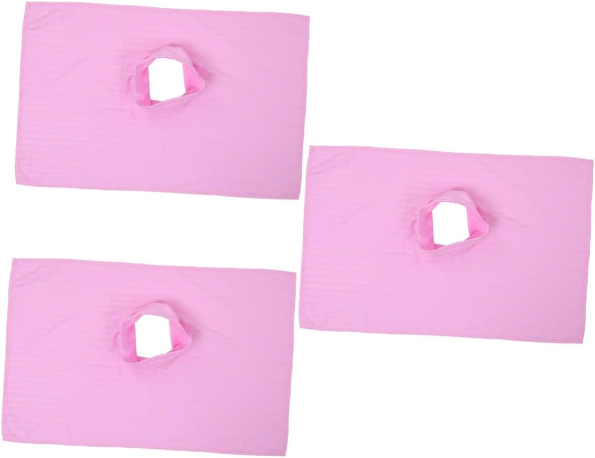 Ciieeo 3Pcs Massage Table Towel Massage Table Paper Towels Pillow Cushion Pillow Covers Portable Massage Table Bolster Pillow Cover Massage Face Pad Soft Hole Towel Satin Cloth Purple