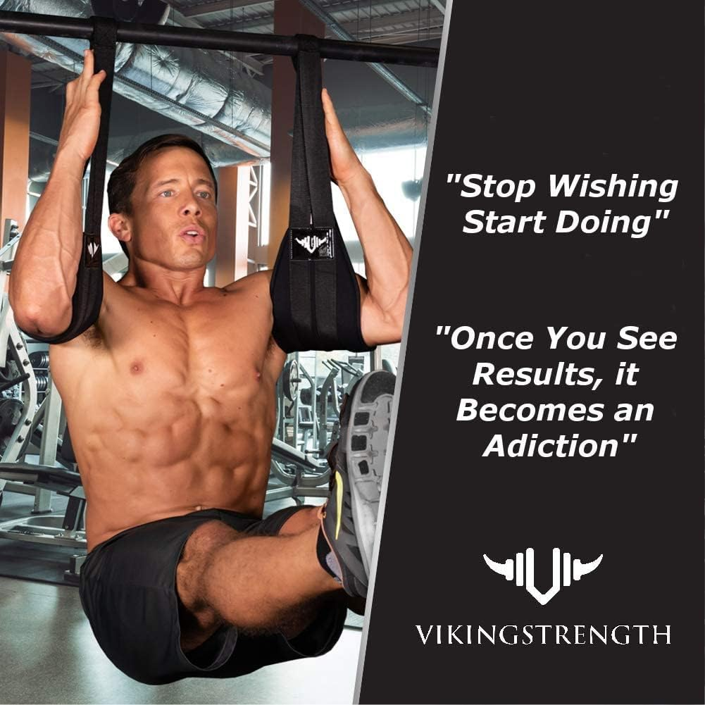 Vikingstrength AB Straps - Premium Home Gym Exerciser Ab Slings Pair for Pull up Bar - Hanging Leg Raiser Fitness for Six Pack - Workout Equipment for Men & Women + Bonus Bag image number 2