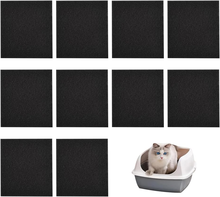 10 Pack Activated Carbon Filter for Cat Litter Tray, Highly Absorbent Cat Litter Box, Activated Carbon Filter Pad, Cat Litter Box Container, Kitchen Activated Carbon Filter for Odour Control in The image number 1