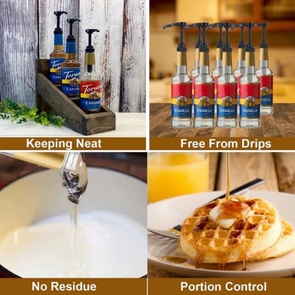 HIDOSNG Coffee Syrup Pump, 6Pcs Black Dispenser for Coffee Syrup Bottle Pump Dispenser, 750Ml Coffee Pump Dispenser Caramel Syrup Pumps Maple Syrup Dispenser image number 1