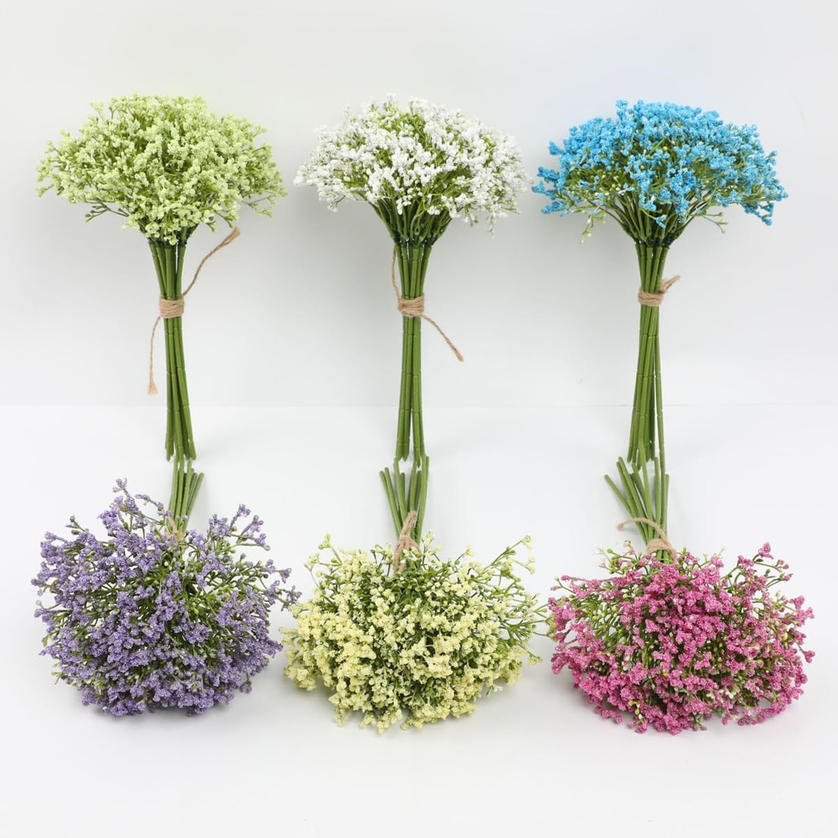 AIMALL 16 Pcs Artificial Gypsophila Bouquets, Silk Baby'S Breath Flowers for Wedding Decor in (12.6 Inches) - Blue image number 3